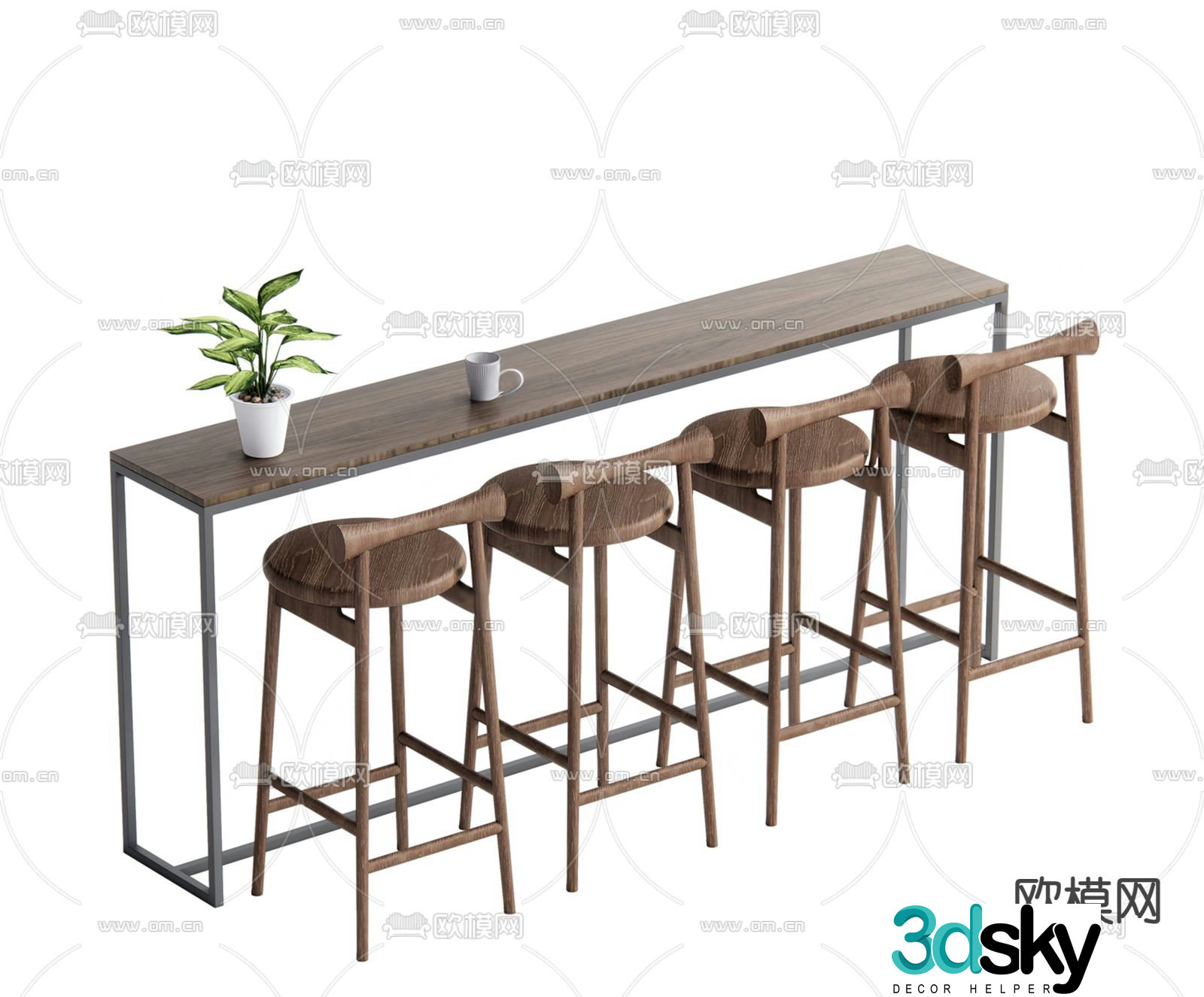 Modern bar stool 3d model