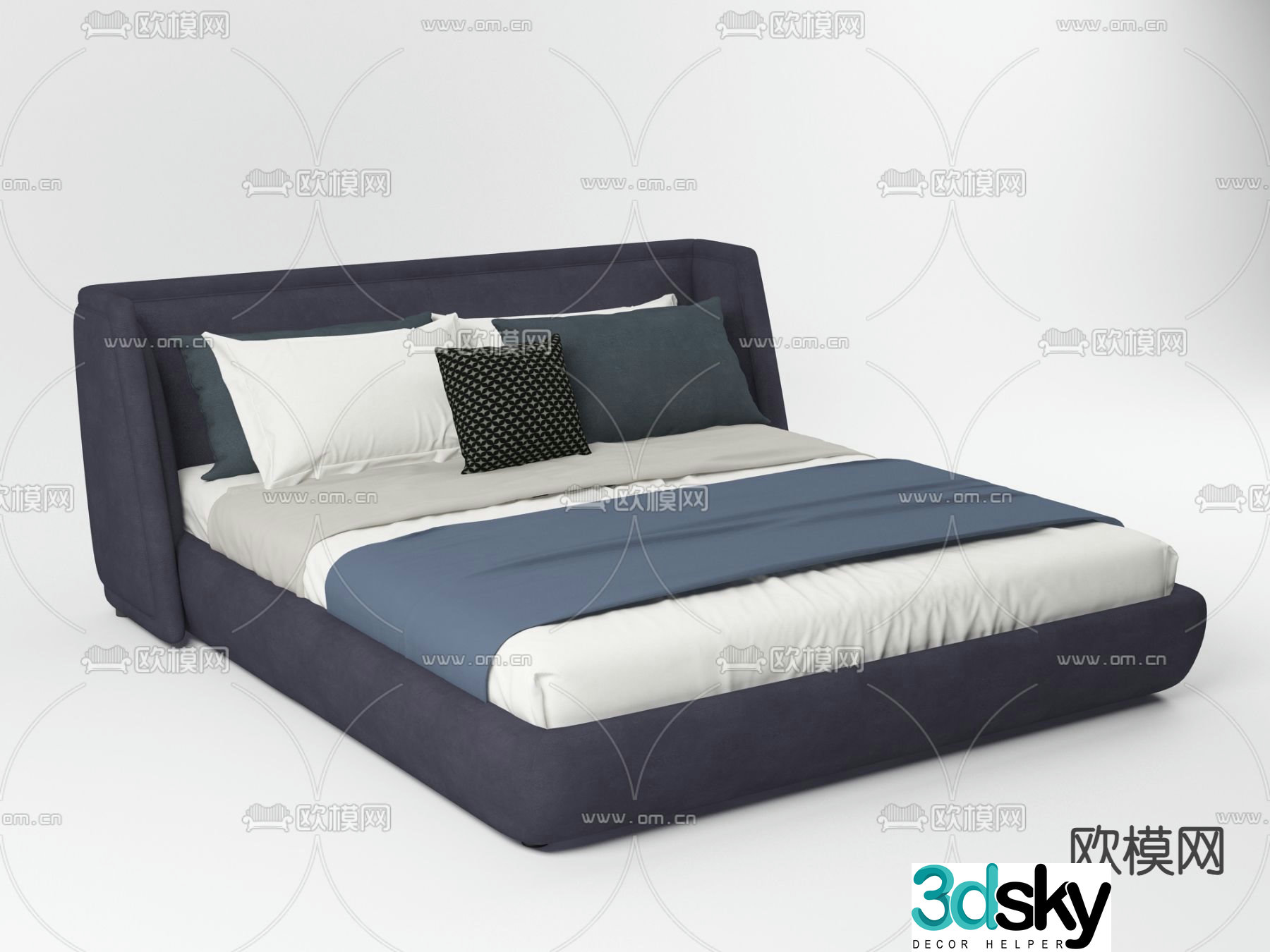 Modern double bed 3d model