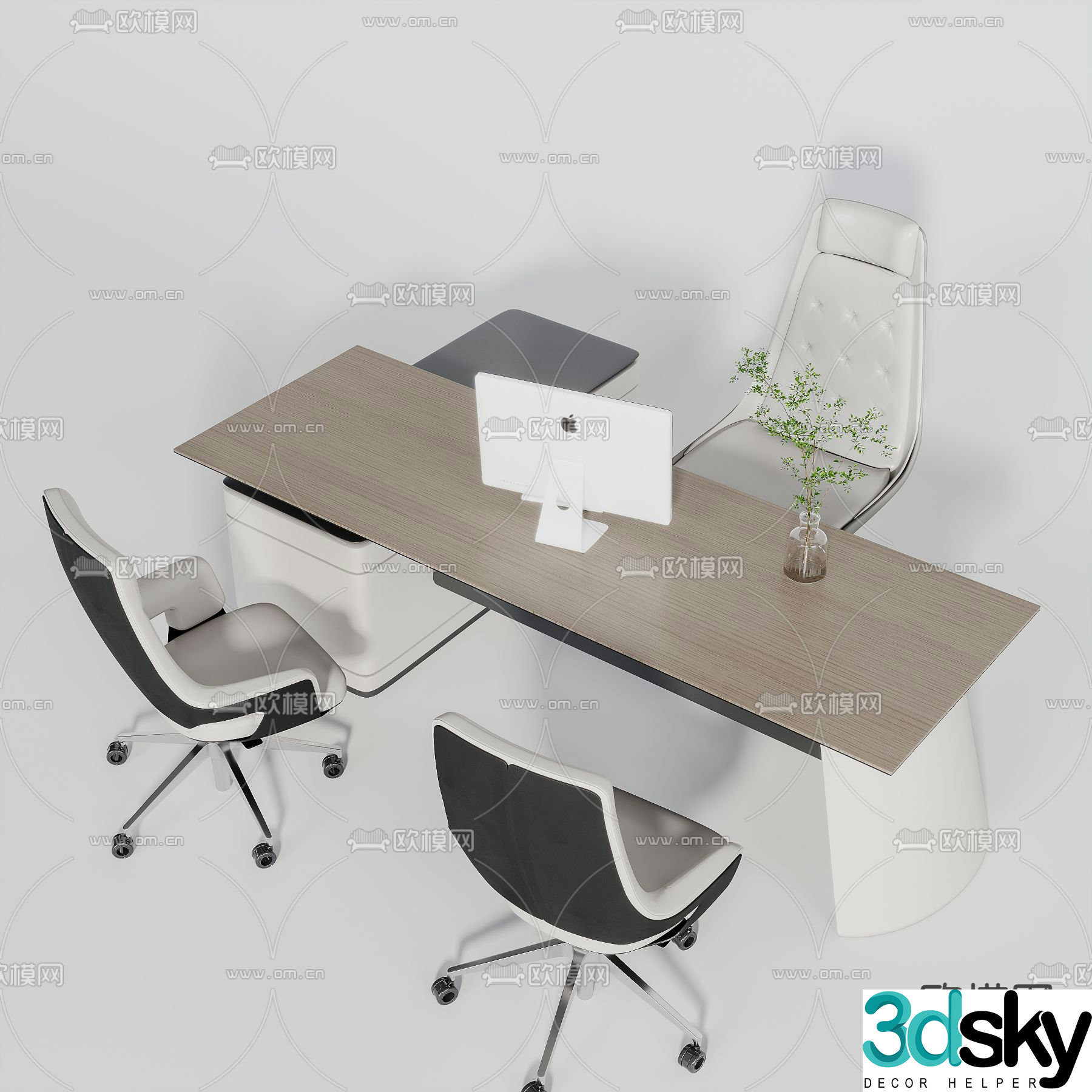 Modern office desk and chair desk desk and chair 3d model
