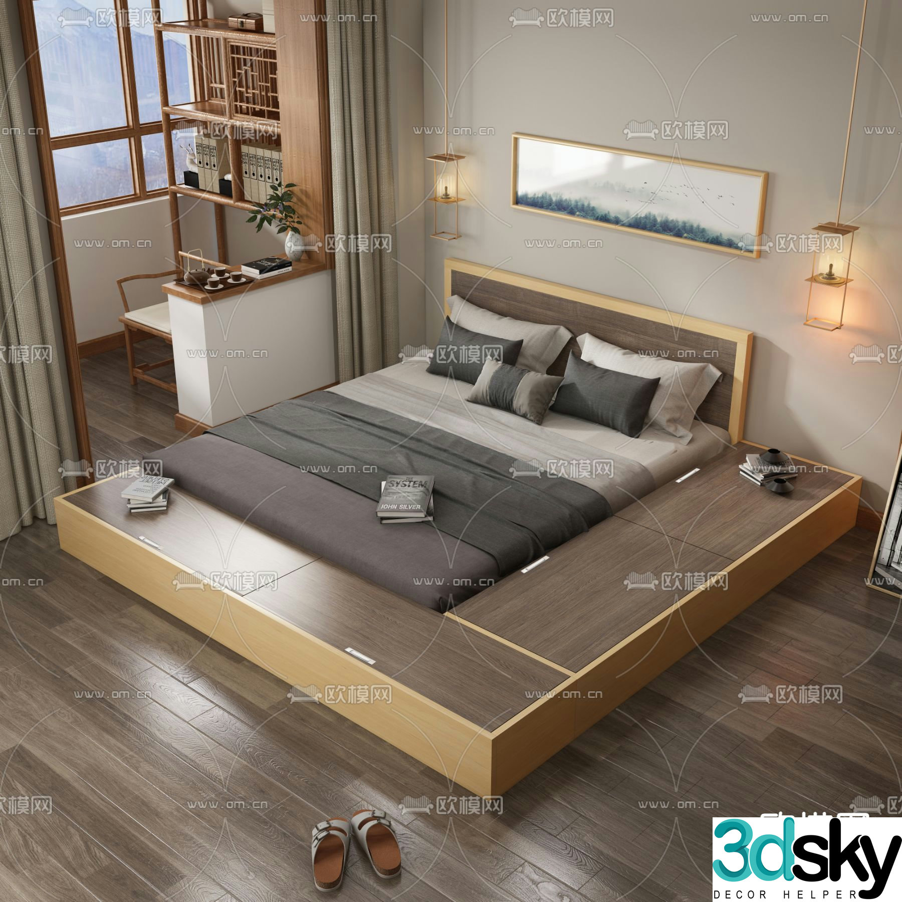 Modern Japanese tatami bed 3d model