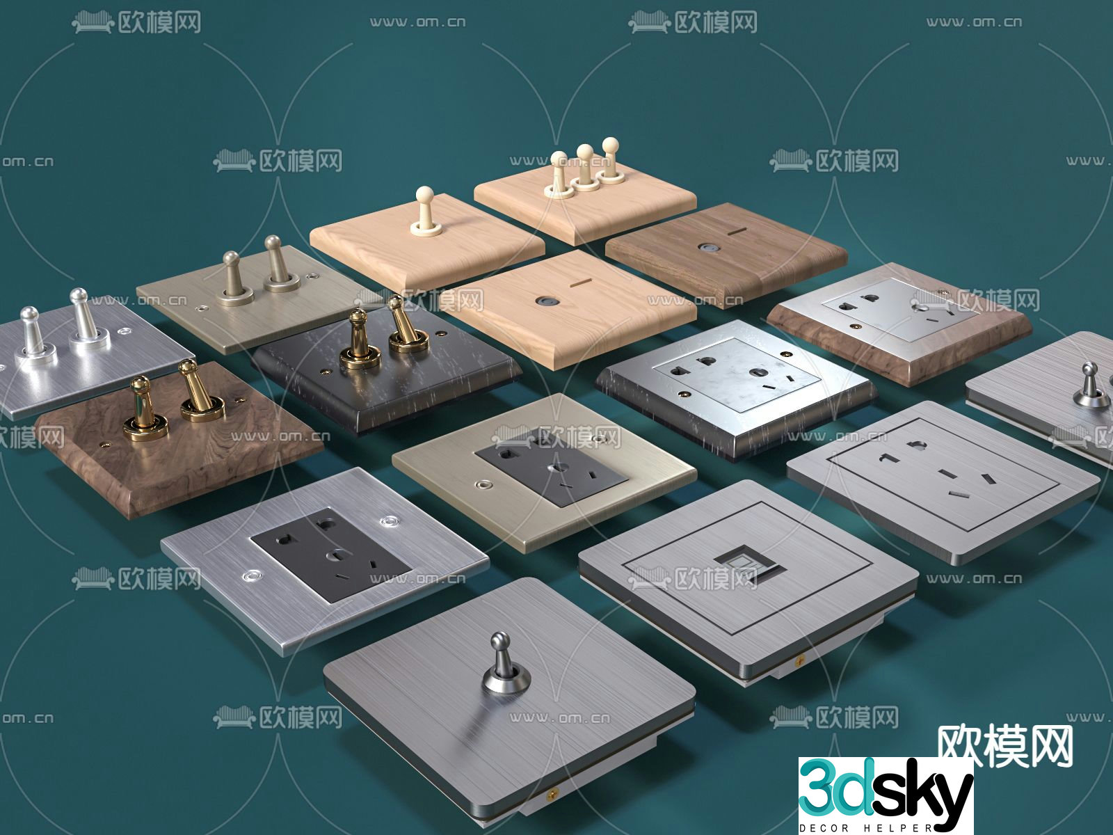 Modern switch socket panel 3d model