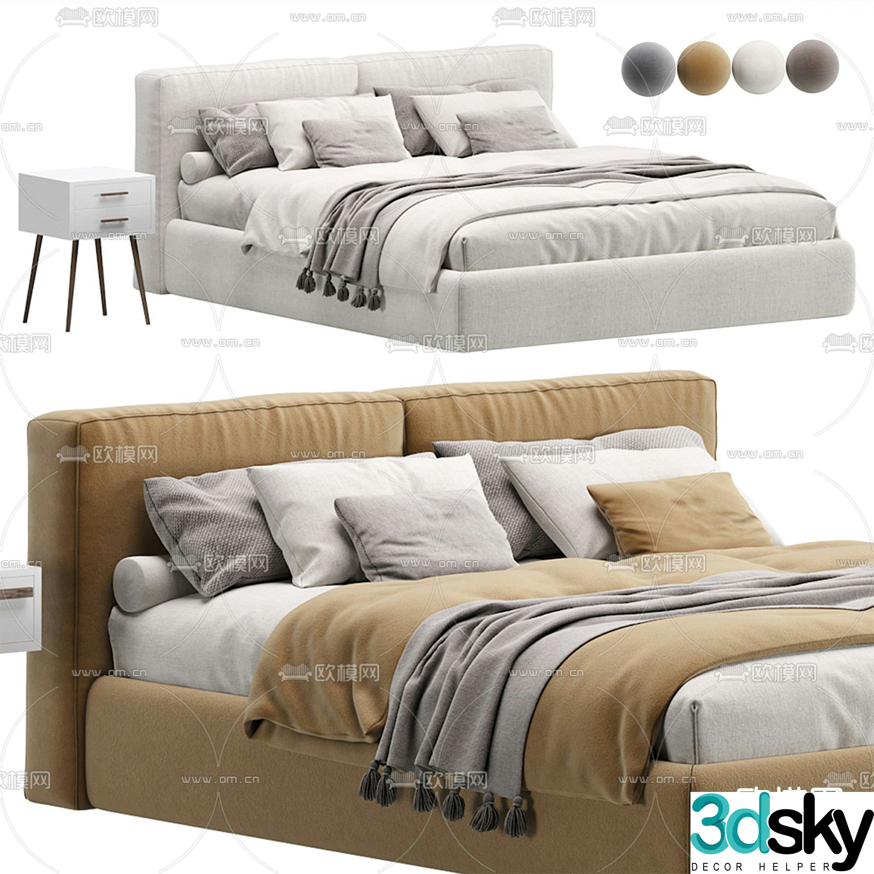 Divan.ru modern fabric double bed 3d model
