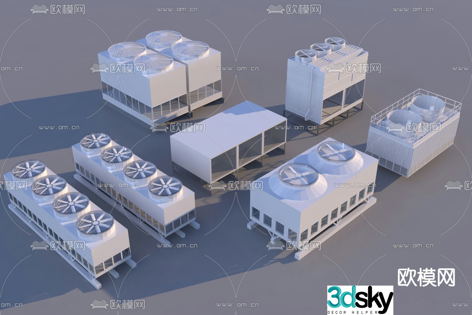 Cooling tower exhaust fan water tank 3d model