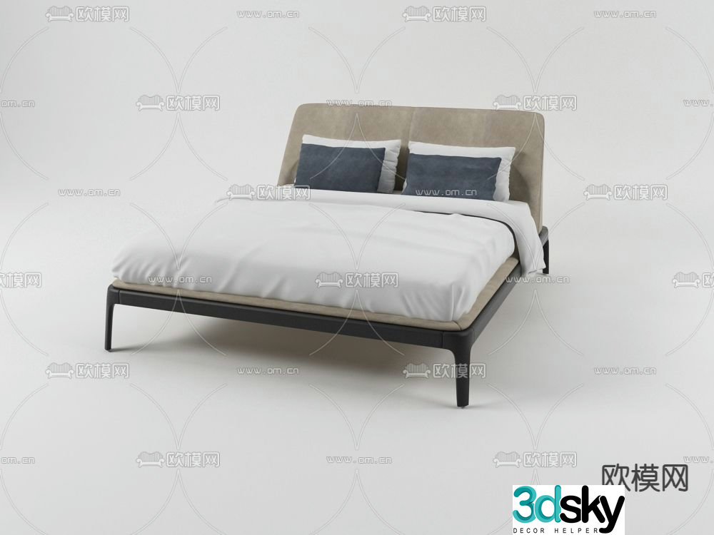 Modern double bed 3d model