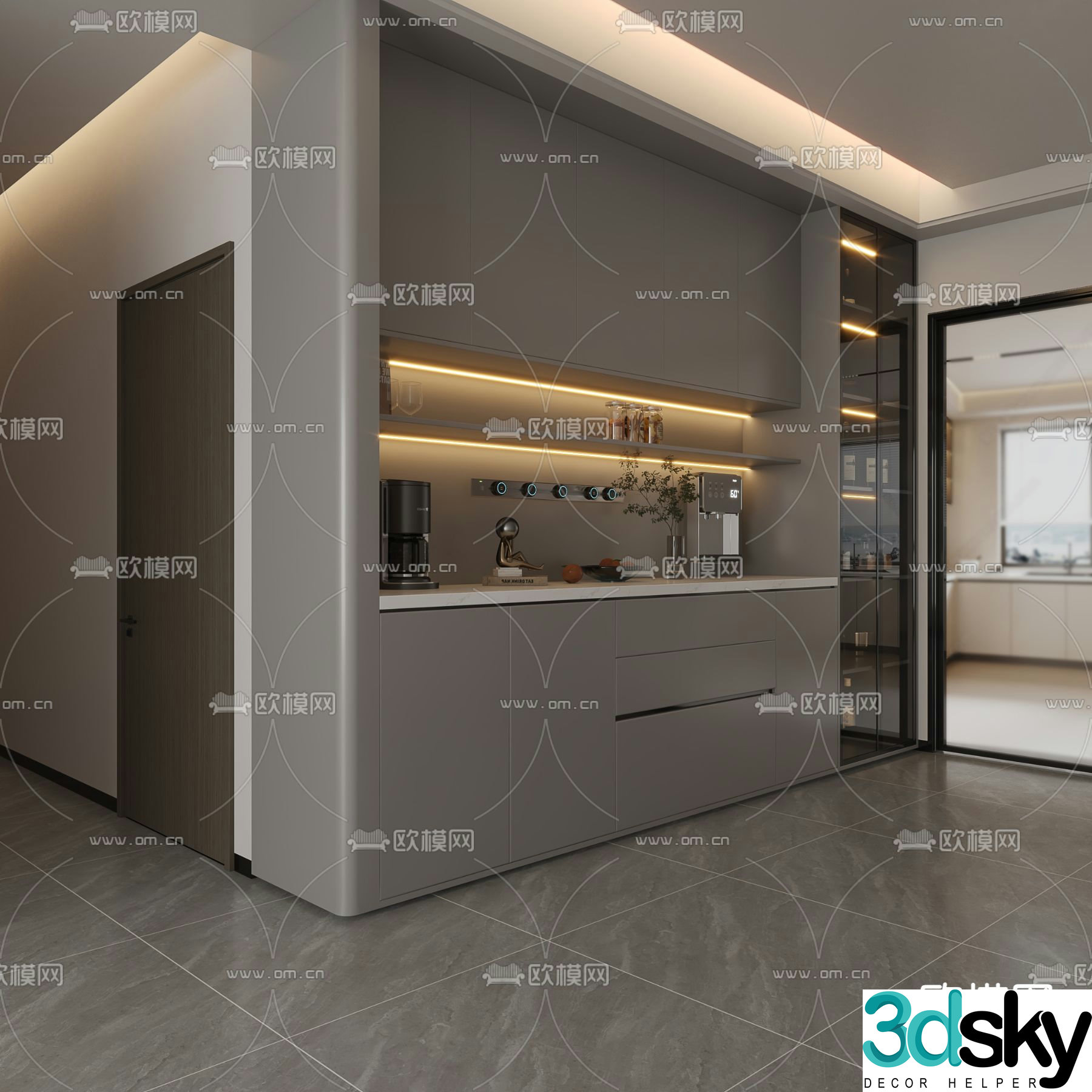 Modern sideboard wine cabinet 3d model
