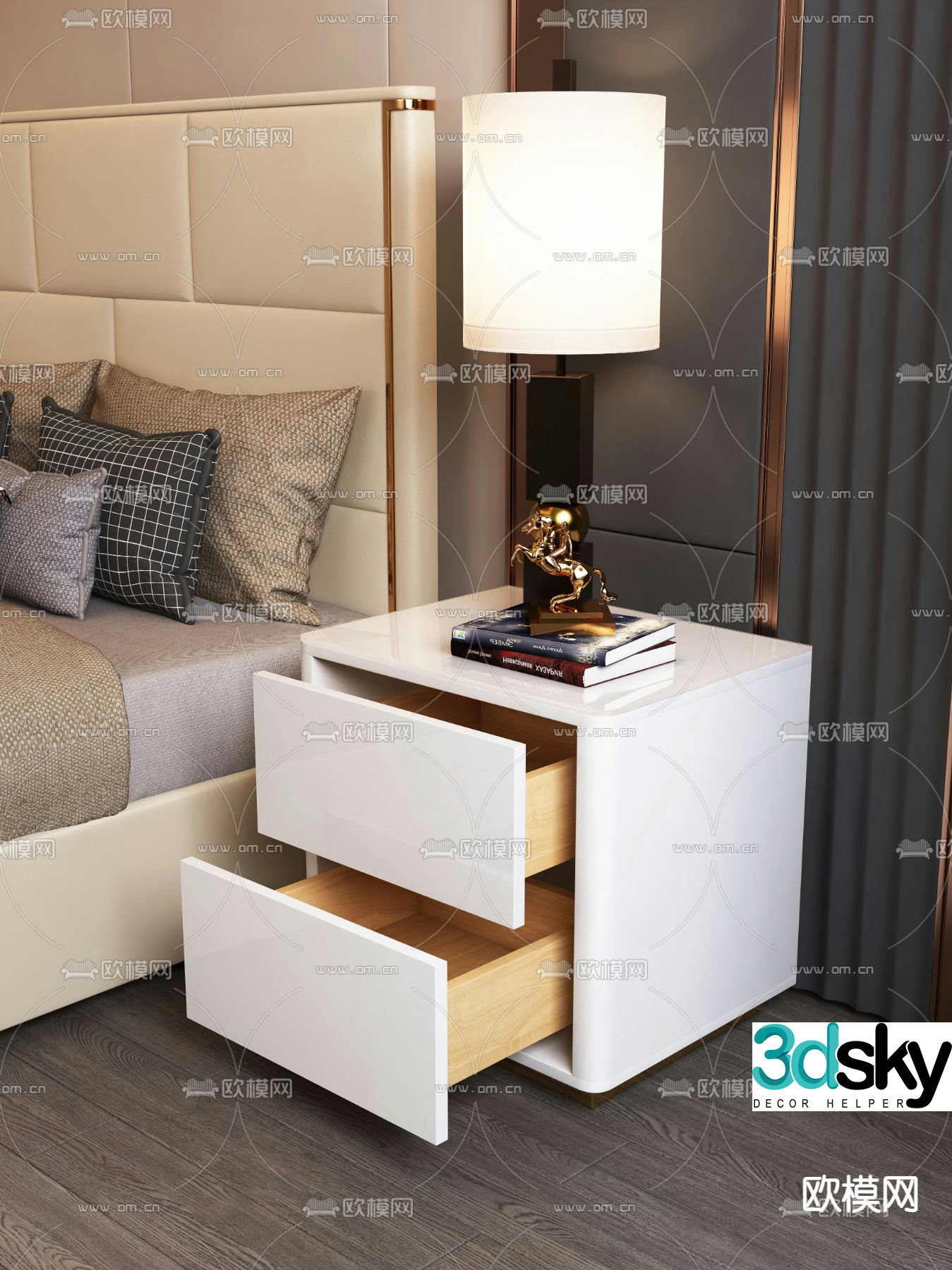 Light luxury bedside table 3D model