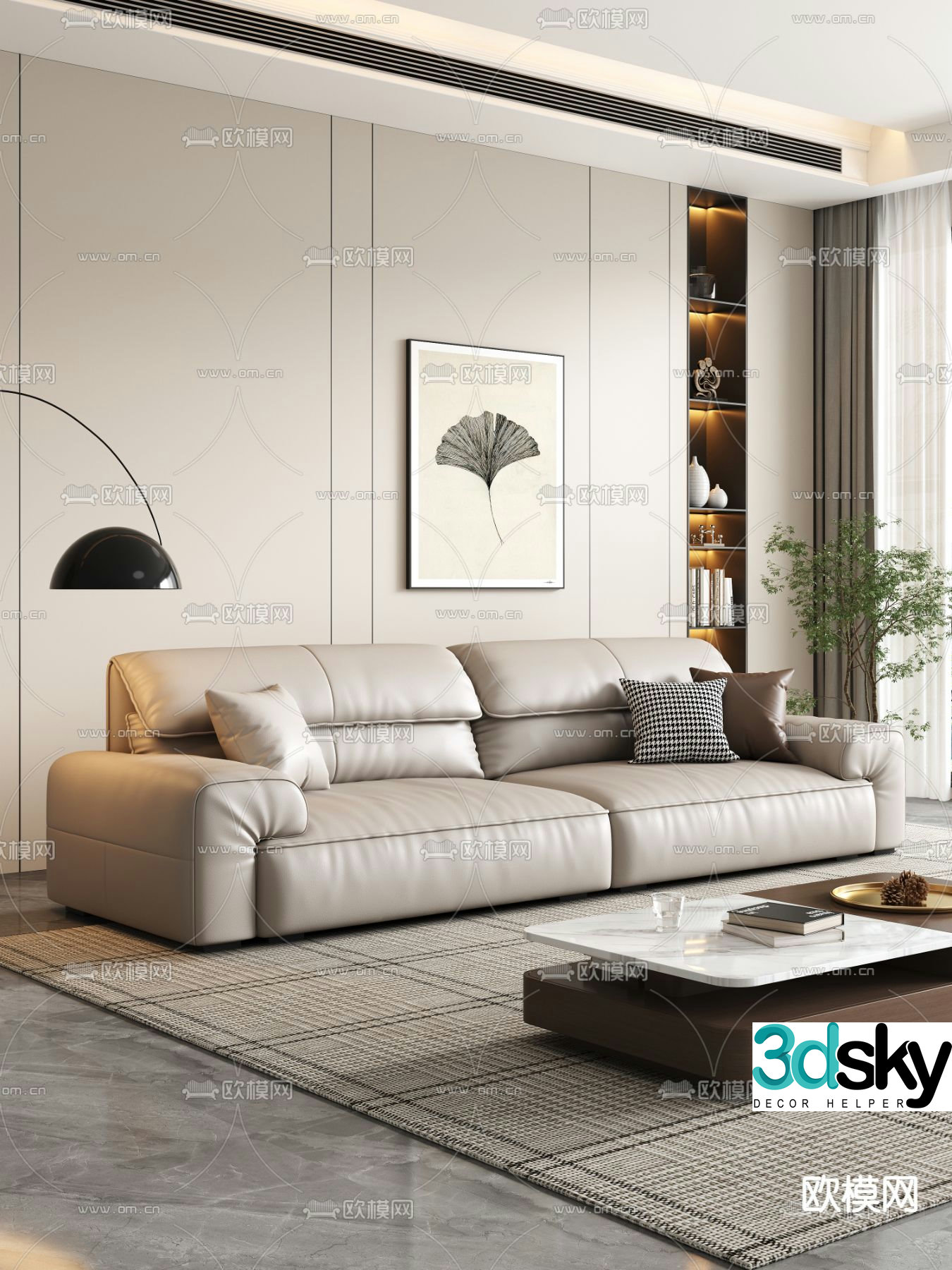 Modern double sofa coffee table 3d model