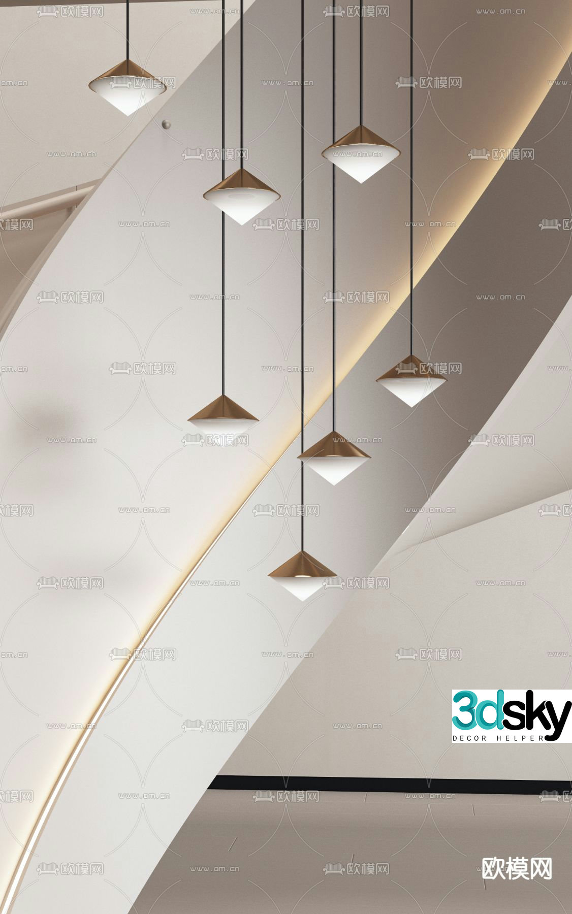 Creative chandelier stairwell chandelier 3d model