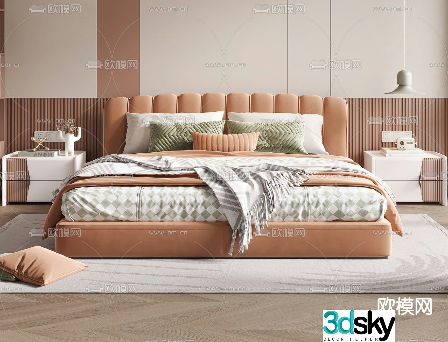 Modern double bed children’s bed 3d model