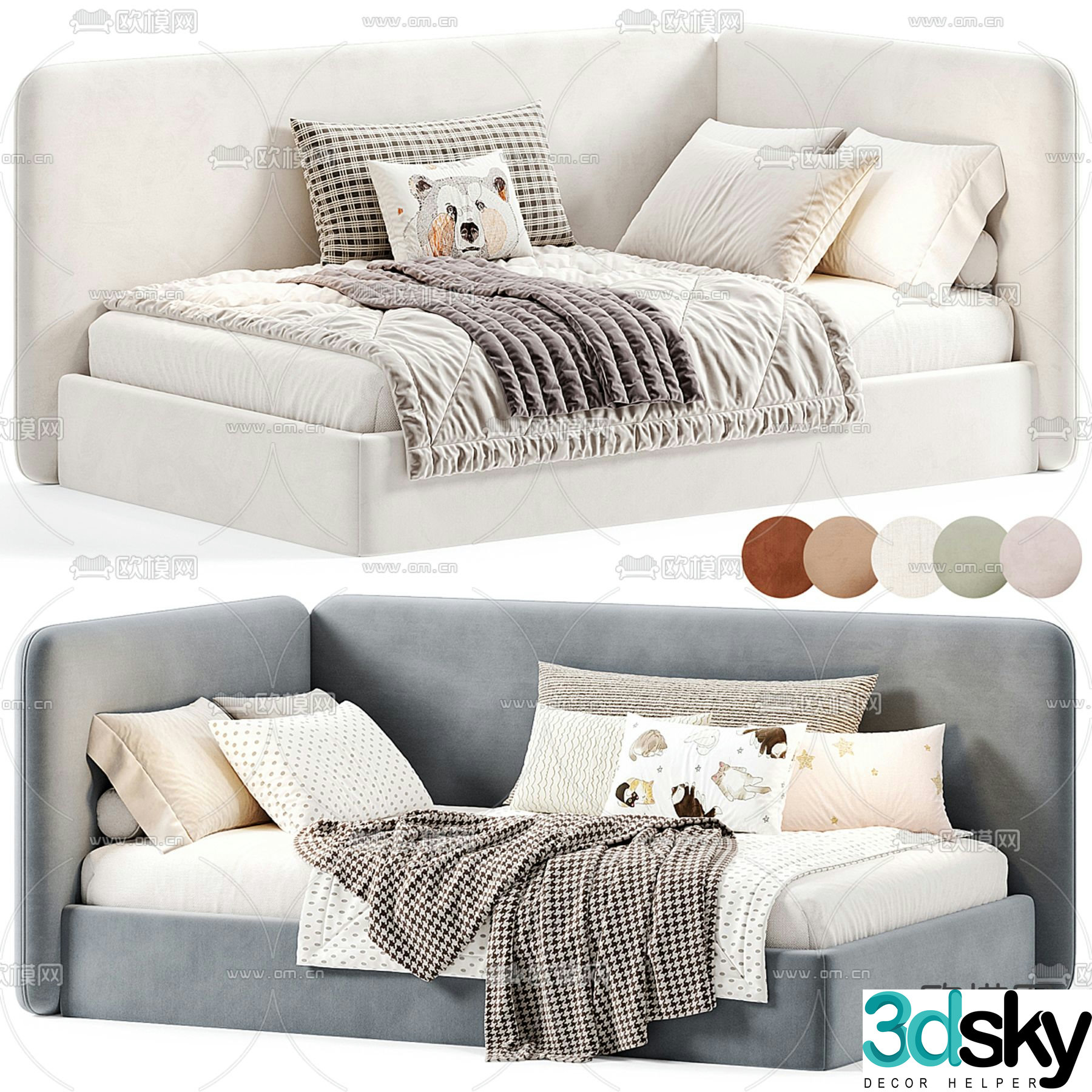 Wheelhouse fabric single children’s bed 3d model