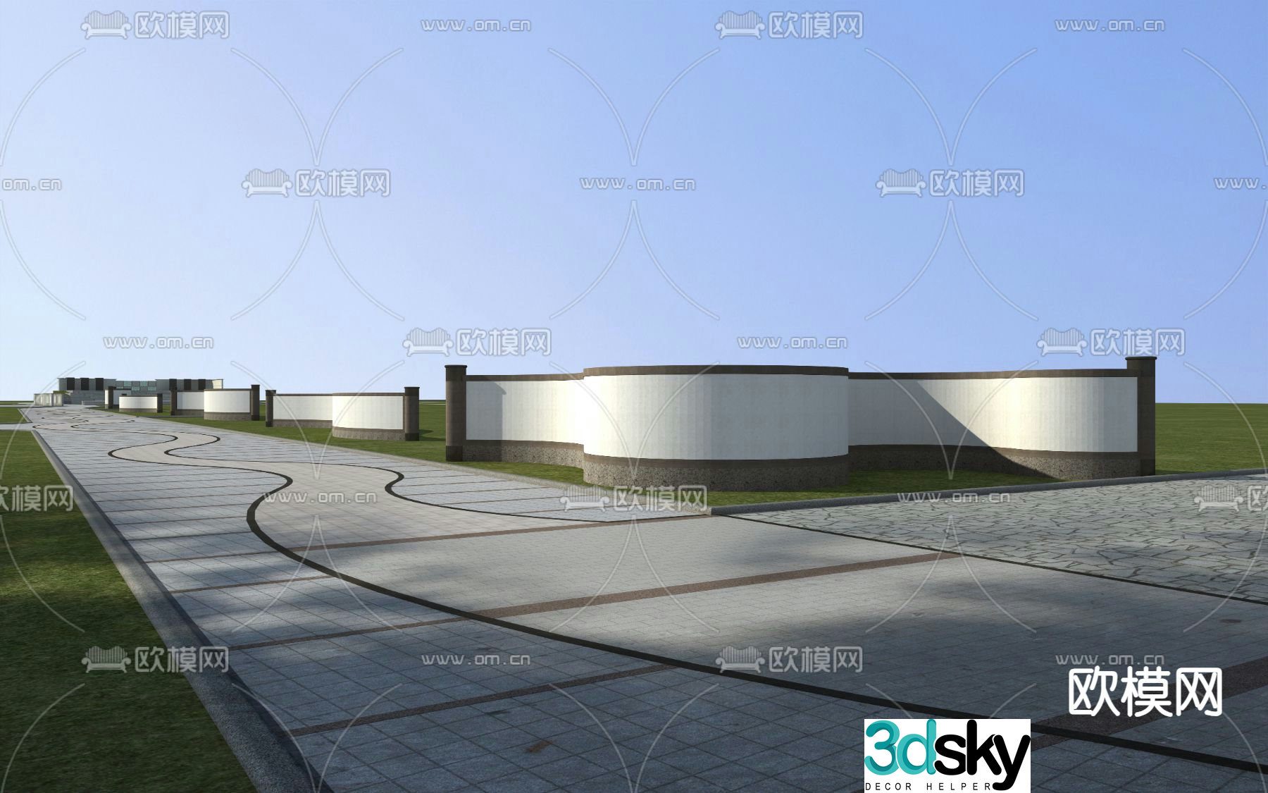 Chinese style landscape wall 3D model