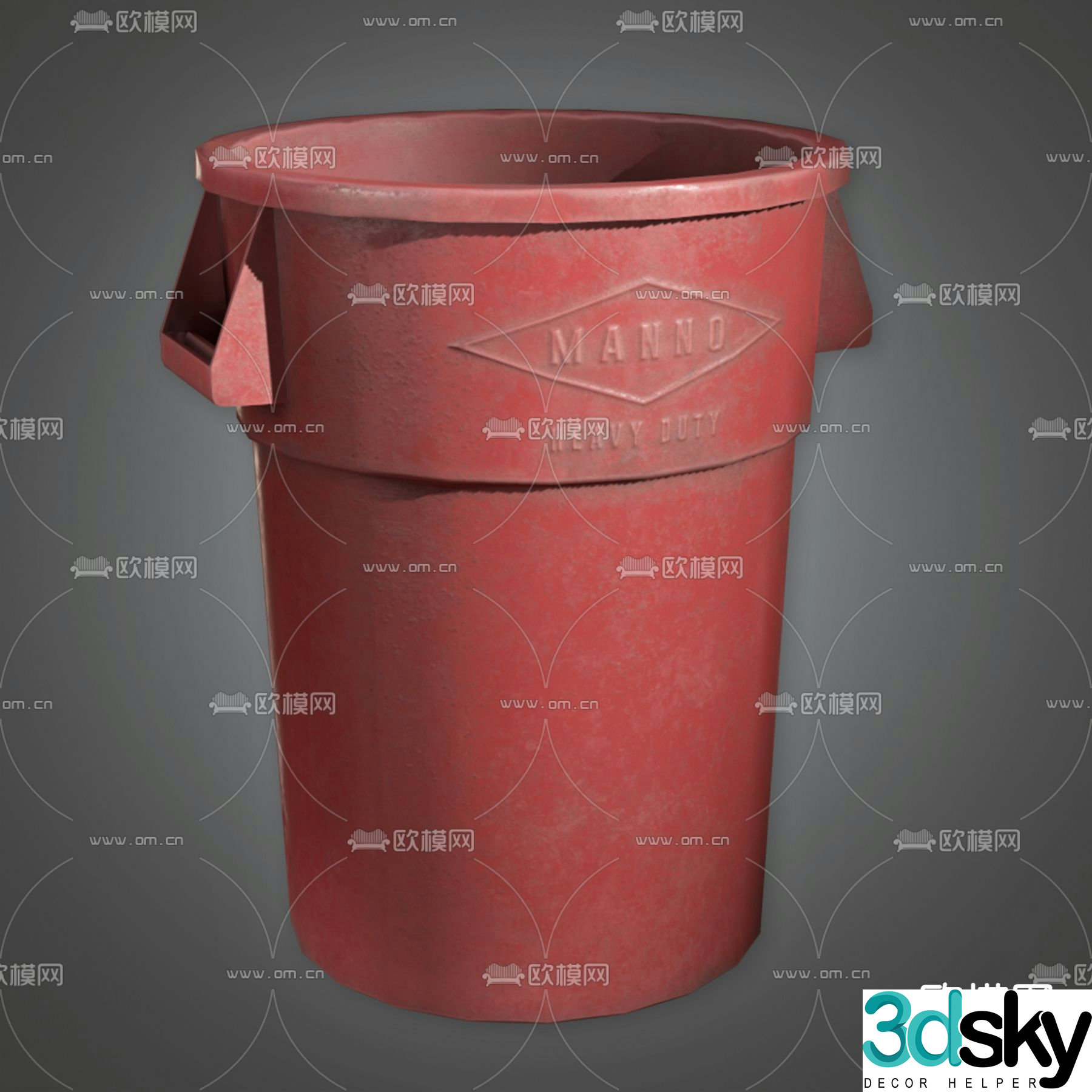 Industrial style public trash can 3D model