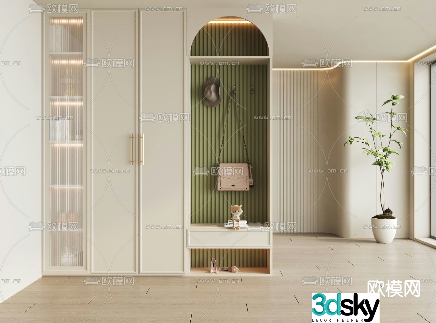 Modern porch shoe cabinet 3d model