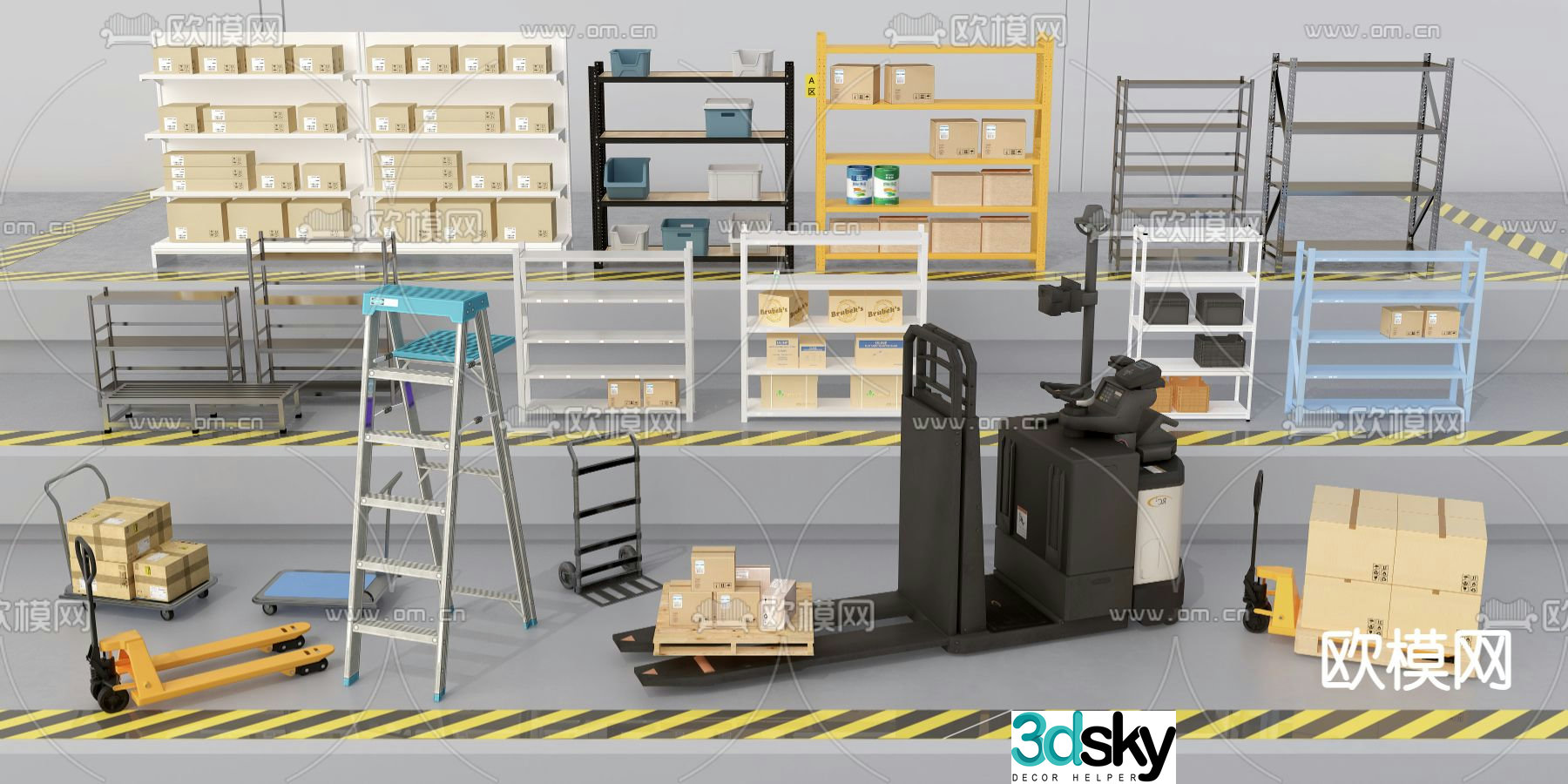 Warehouse shelves 3d model