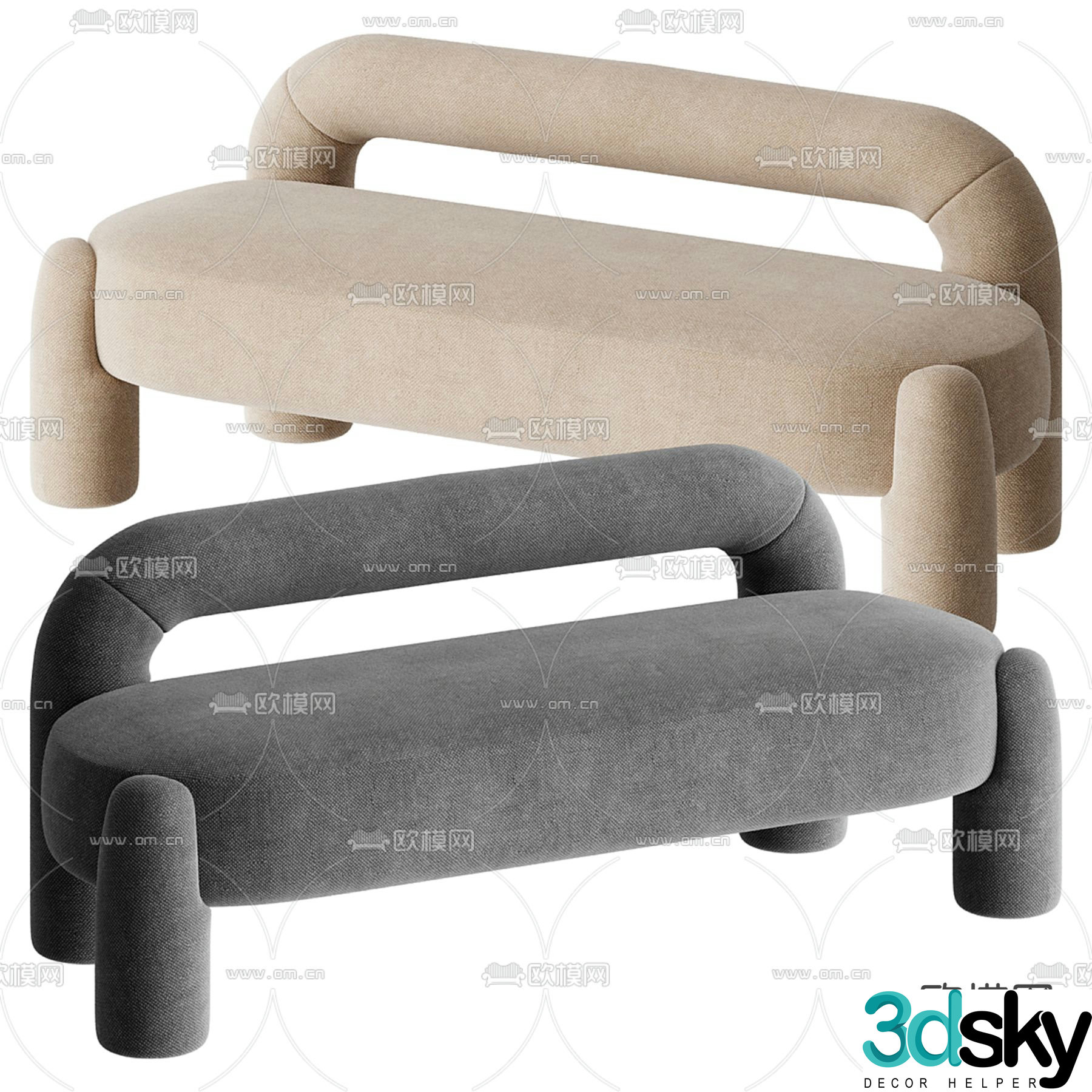 modern bench 3d model