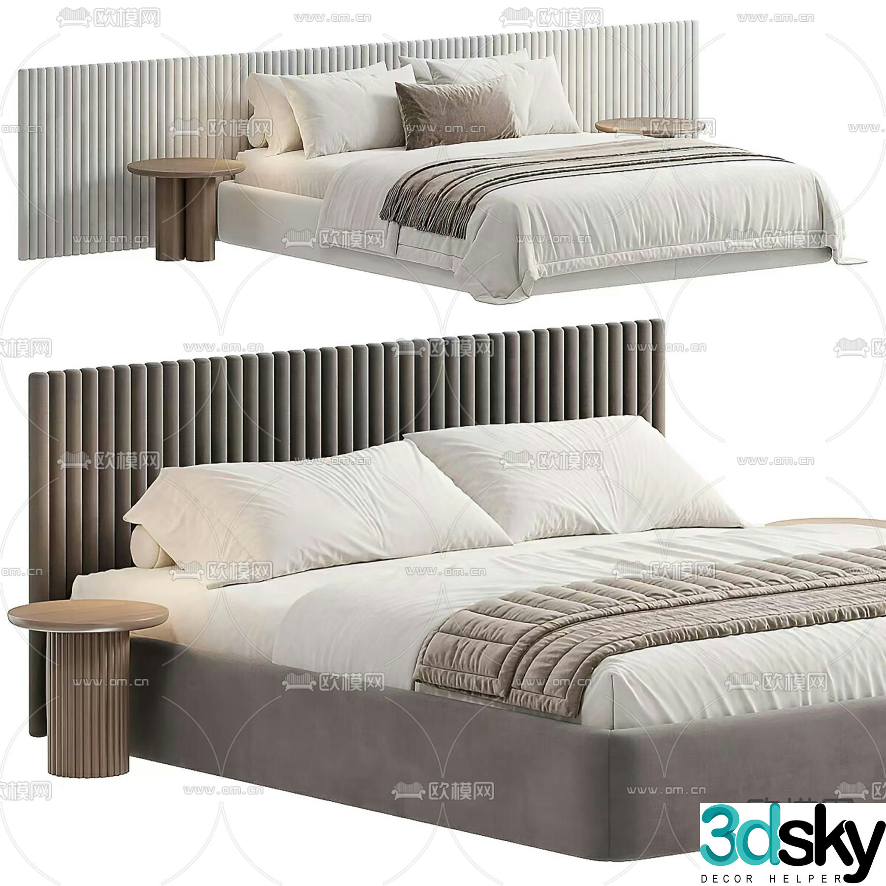 Modern double bed 3d model