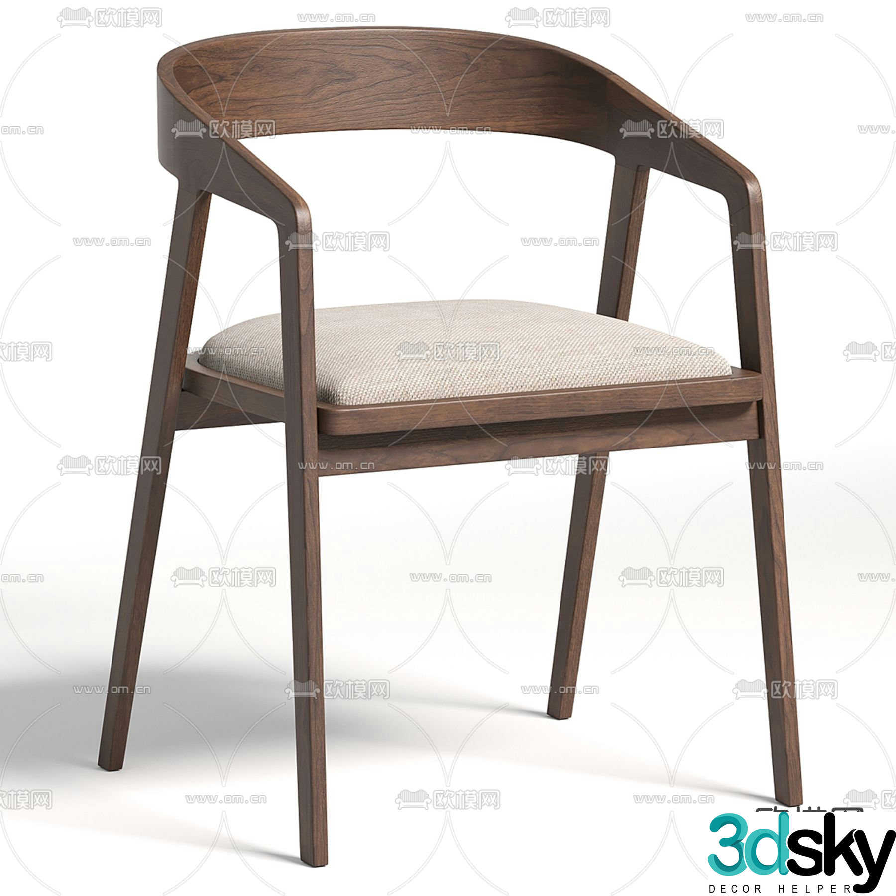 Wooden chair single chair 3d model