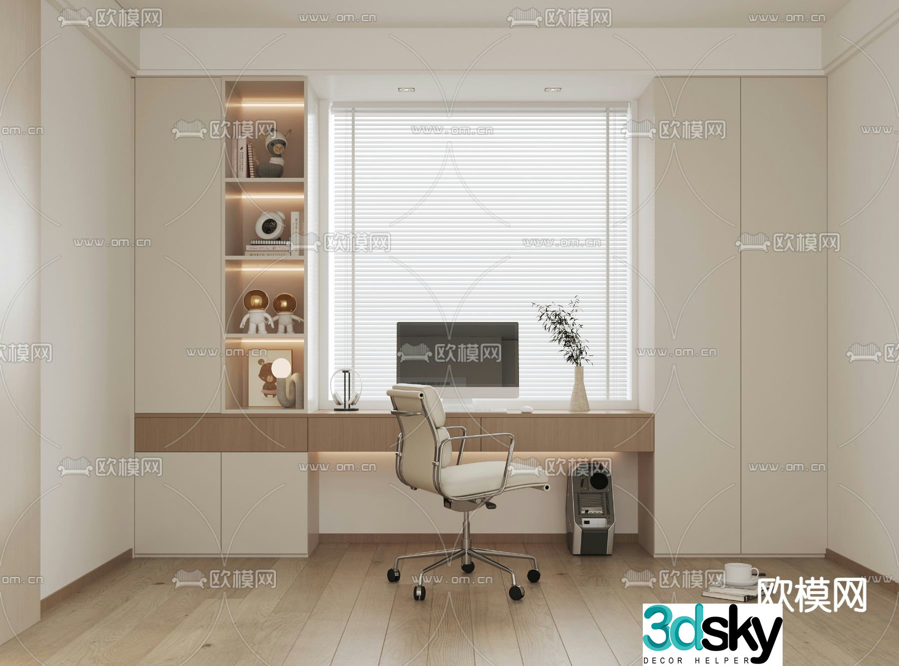 Modern desk integrated cabinet 3d model