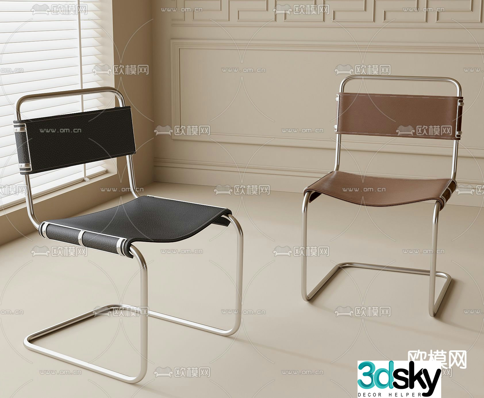 Modern dining chair single chair 3d model