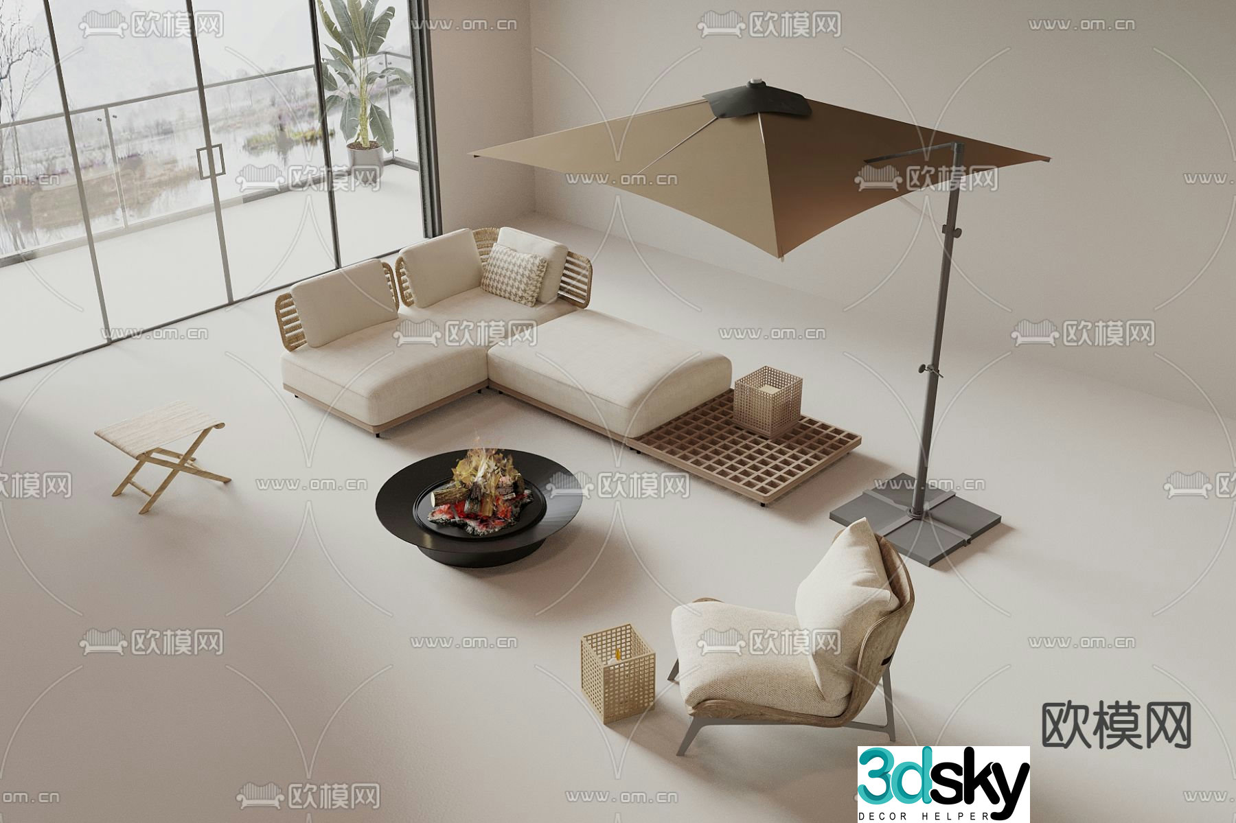 Modern outdoor sofa set 3d model
