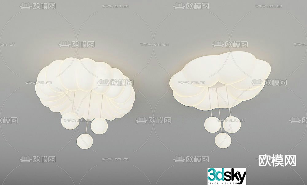 Creamy air ceiling lamp Bedroom lamp 3d model