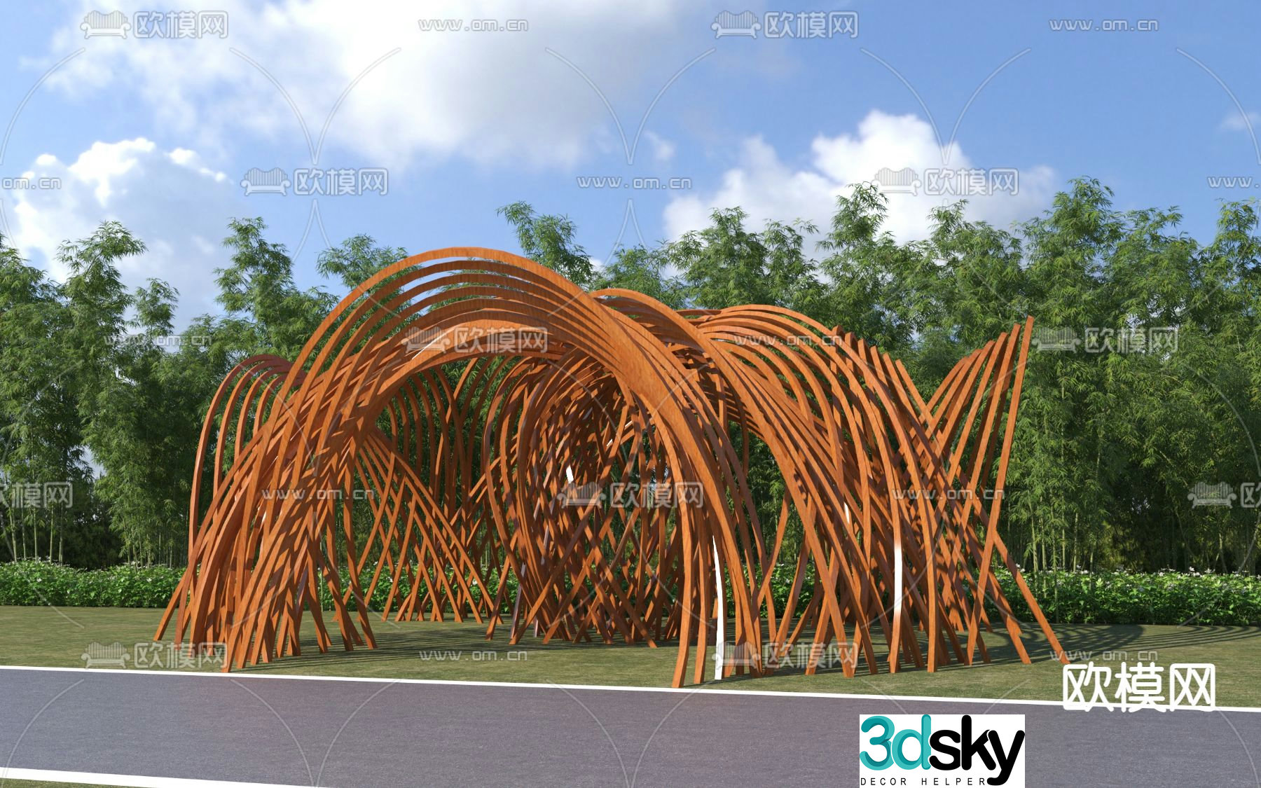 Special-shaped grille landscape component gallery 3D model