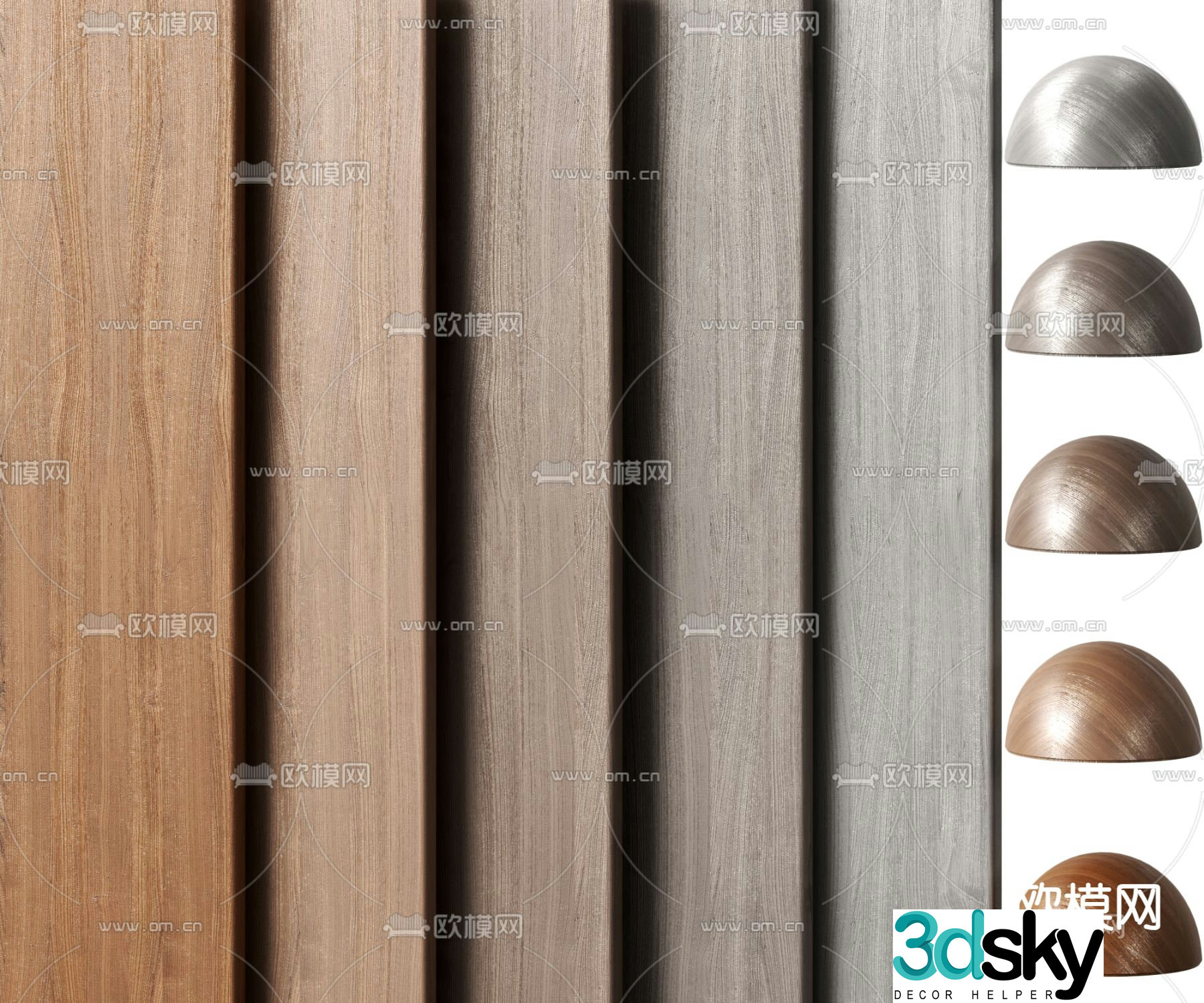 Wood grain wood veneer wooden board wall panel 3d model