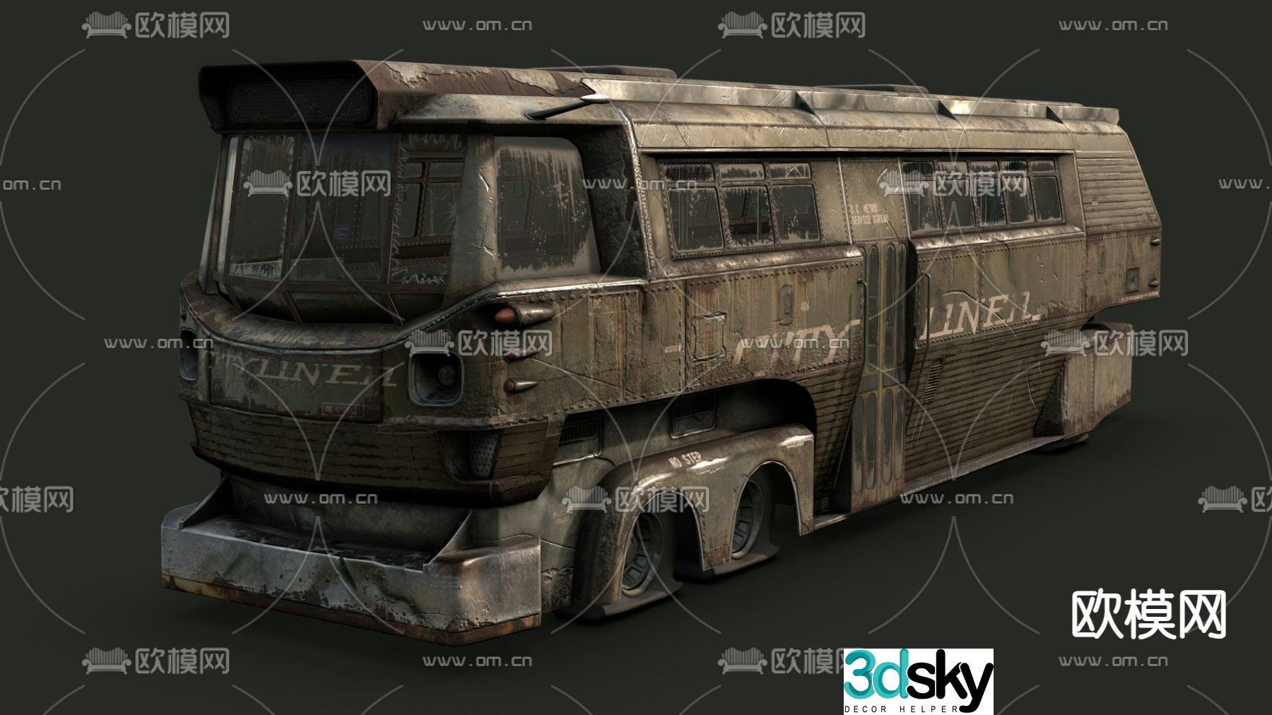 Industrial style bus scrap car car 3d model