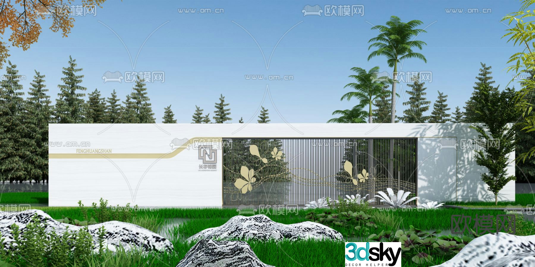 Modern landscape wall sketch 3D model