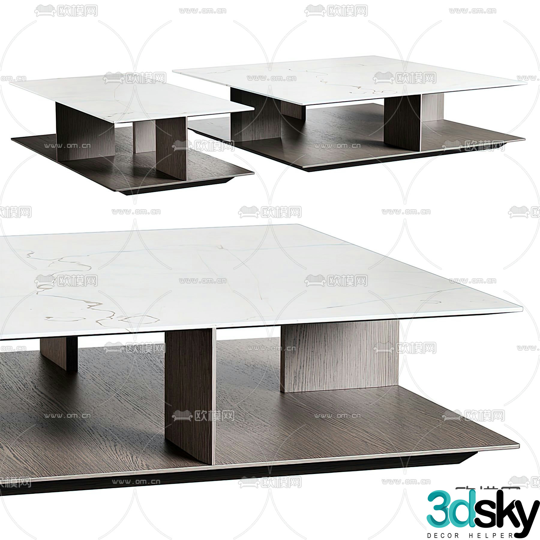 Modern coffee table square table 3d model