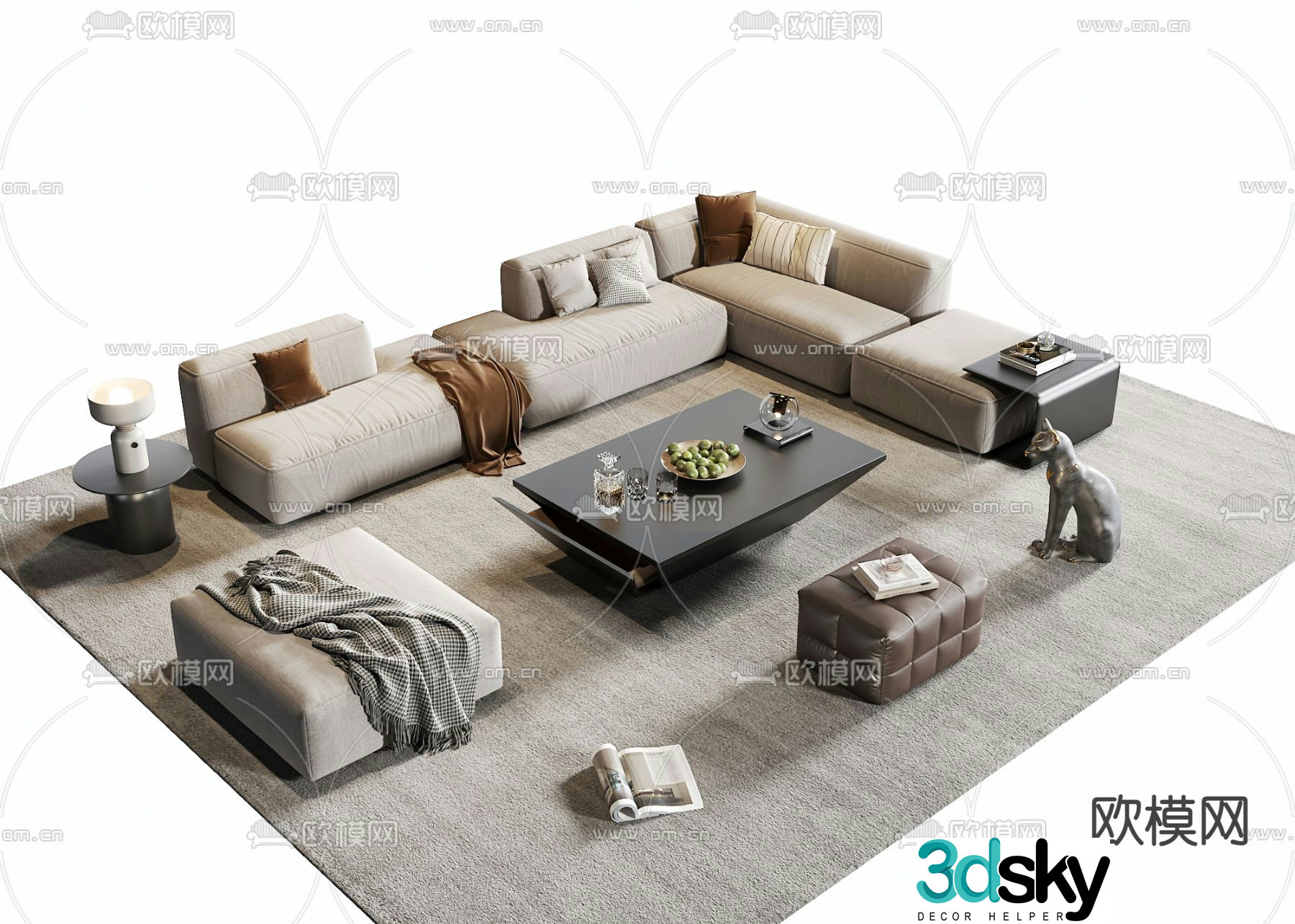 Corner sofa modular sofa 3d model