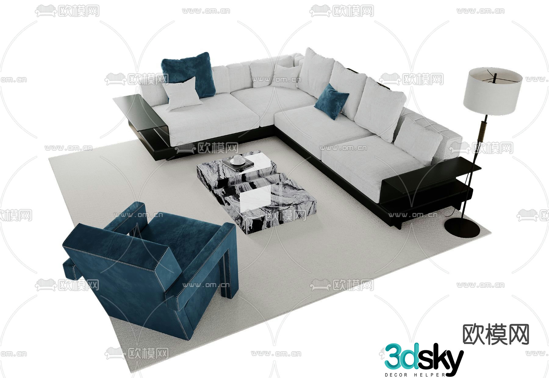 Corner sofa modular sofa 3d model