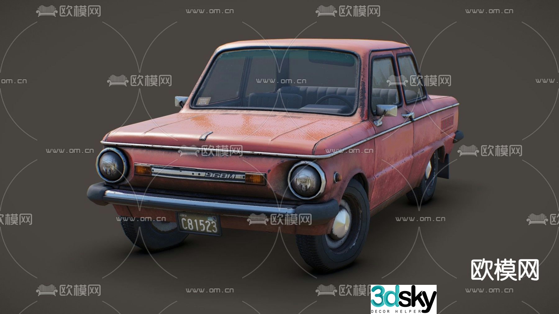 Industrial wind car scrapped car 3d model