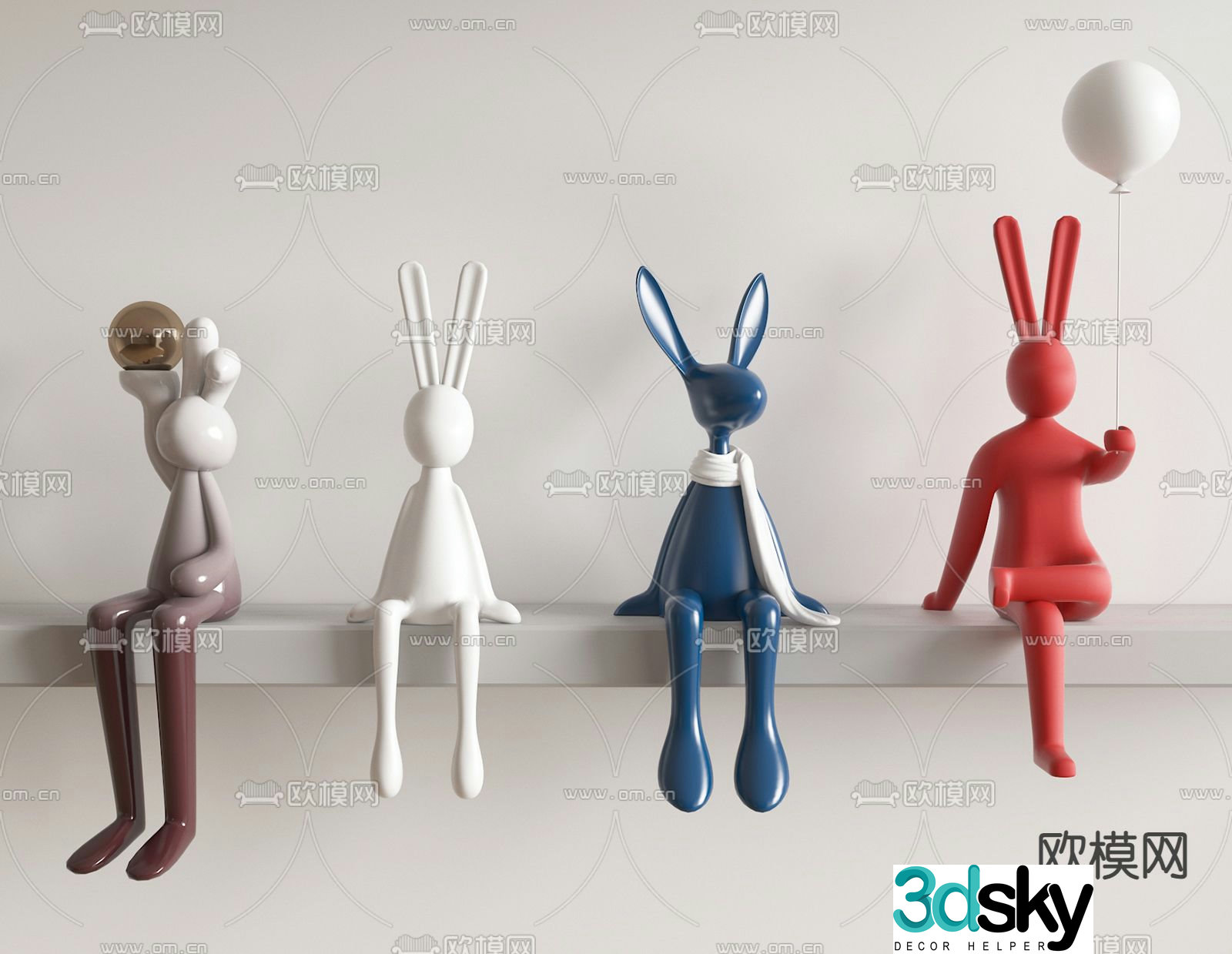 Rabbit sculpture cartoon sculpture 3d model