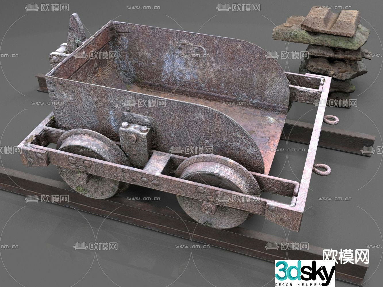 Iron ore car rail car industrial equipment 3d model