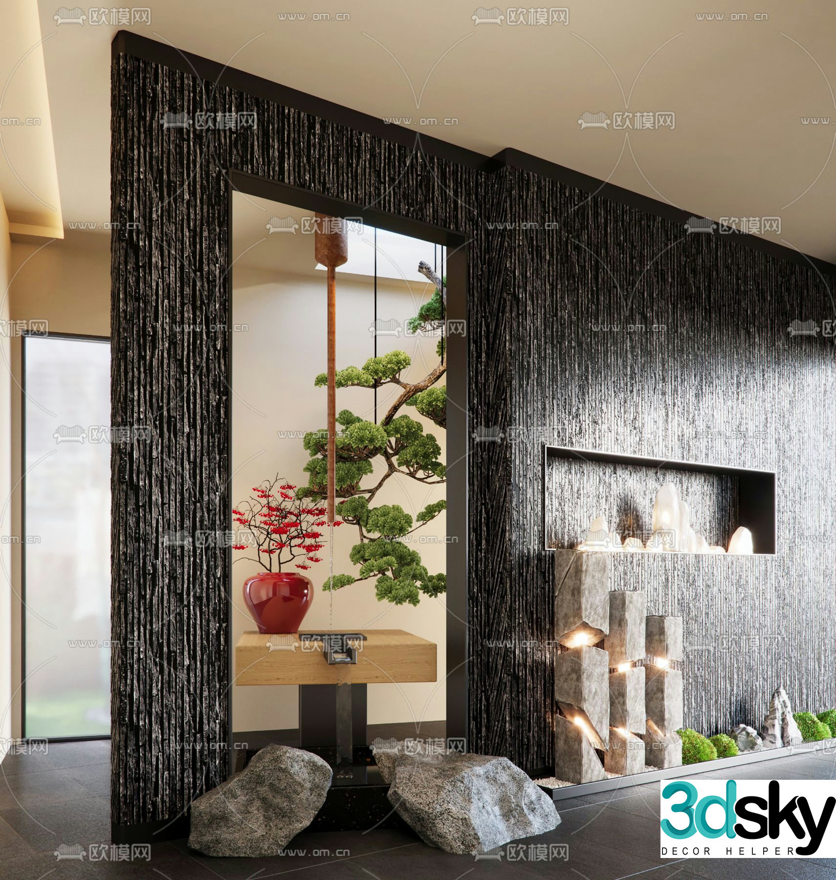 Tea room small scene partition sketch 3D model