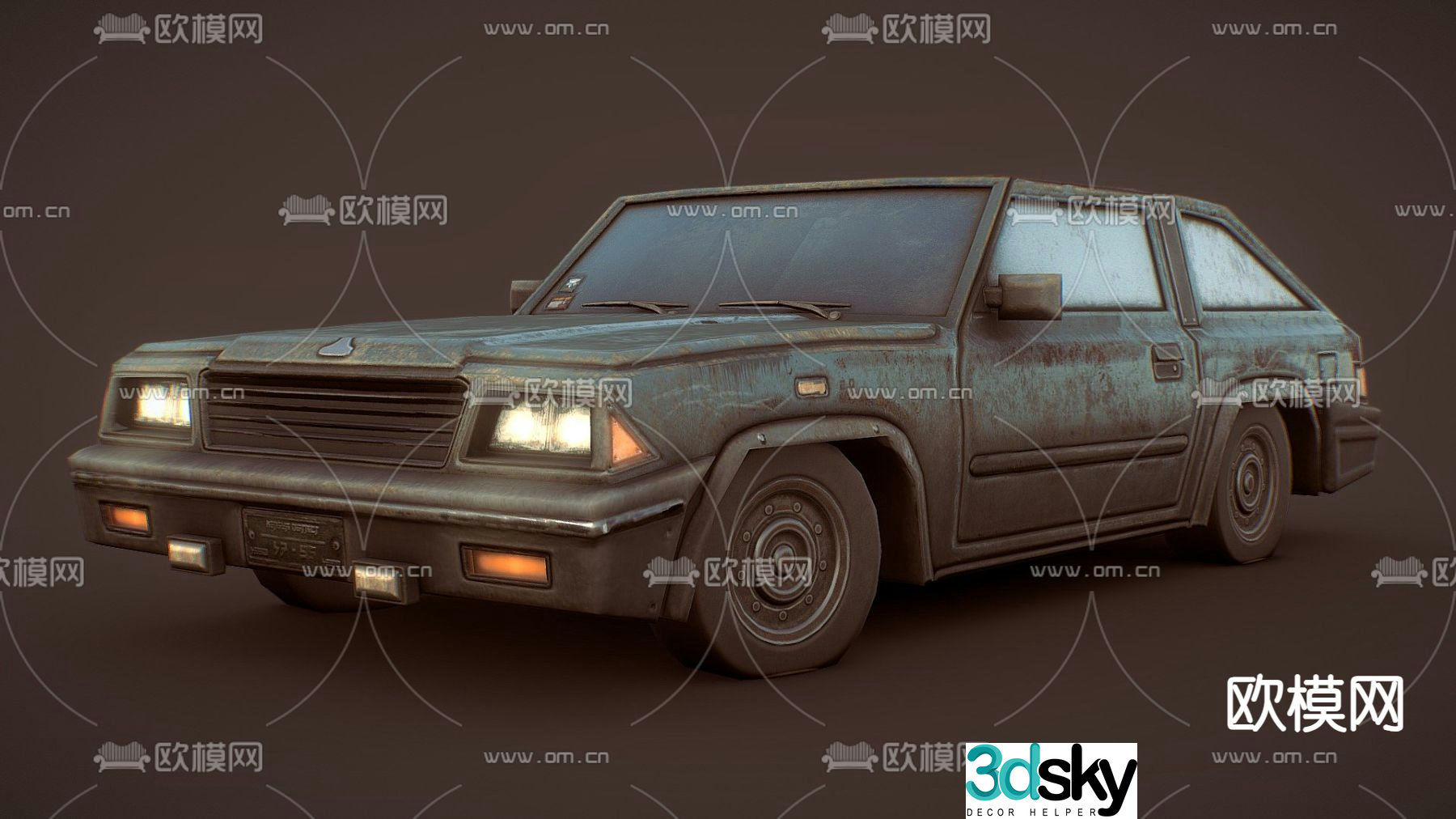 Industrial wind car scrap car 3d model