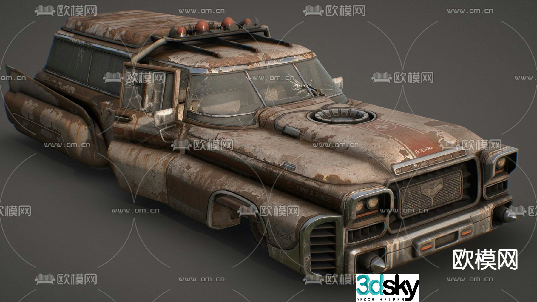 Industrial wind car scrap car 3d model