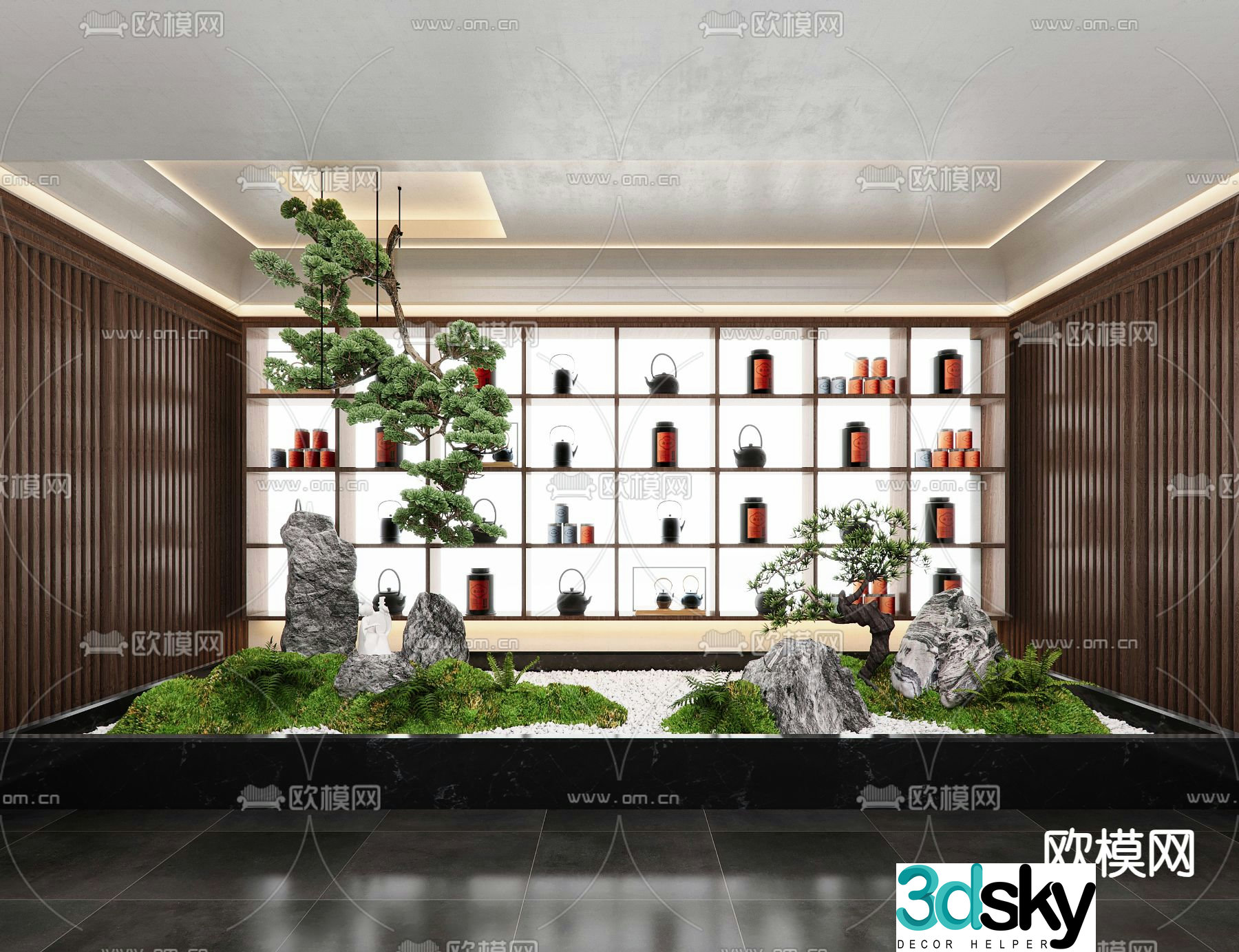 New Chinese dry landscape pine tree landscape 3D model