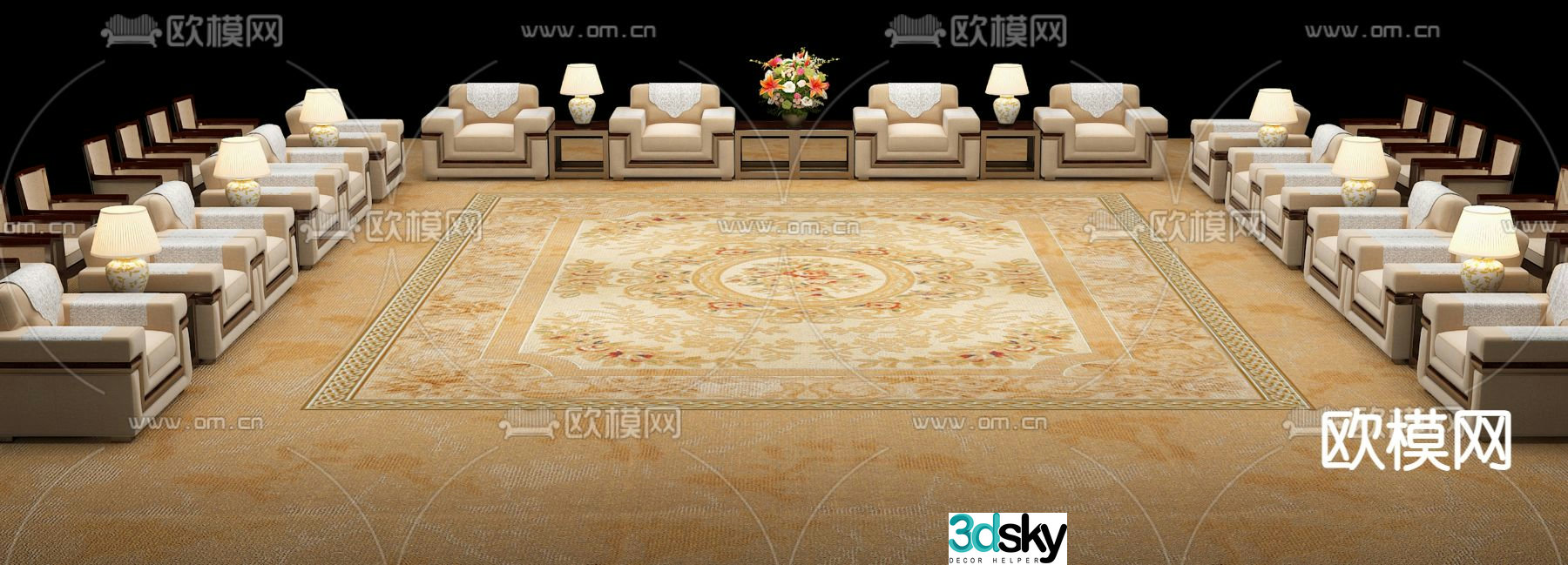 New Chinese style sofa conference sofa VIP sofa 3d model