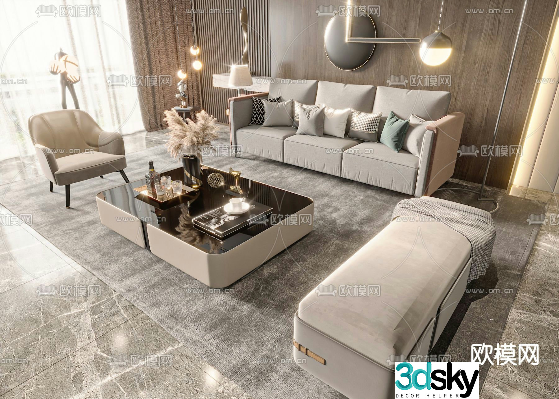Modern sectional sofa 3d model