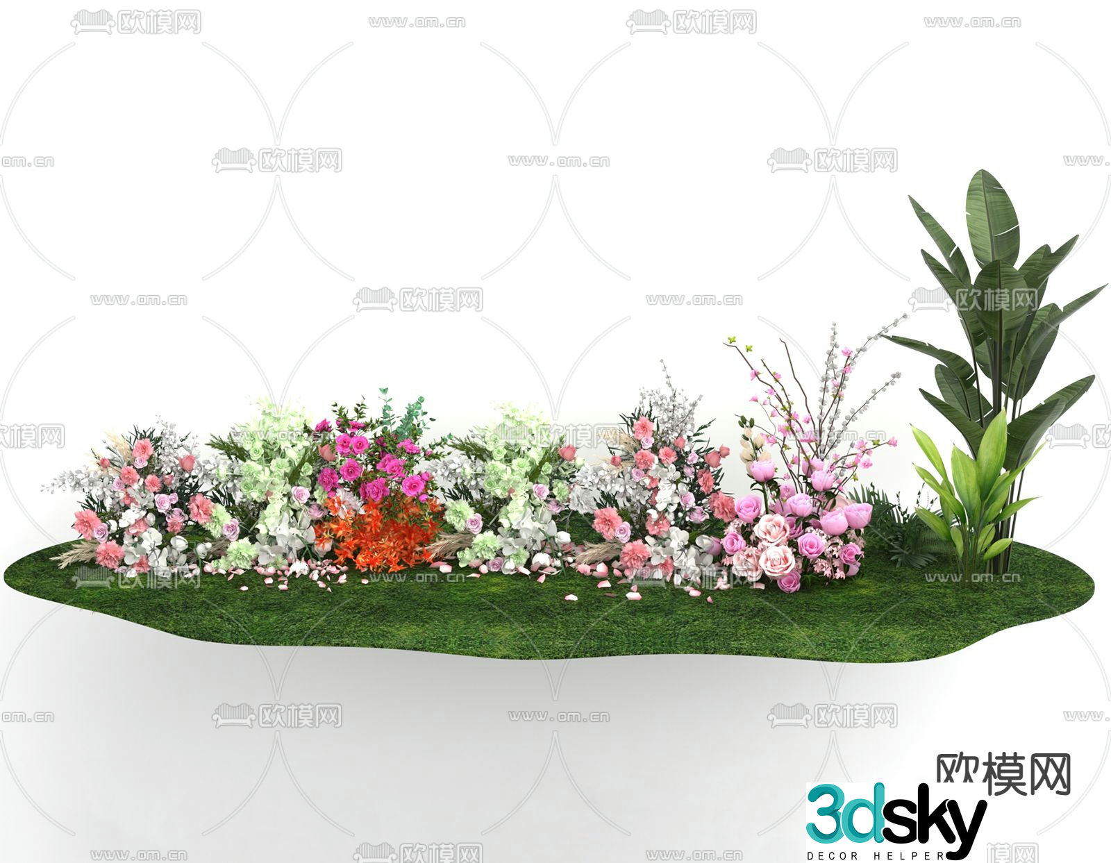 Flowers shrubs plant pile 3d model