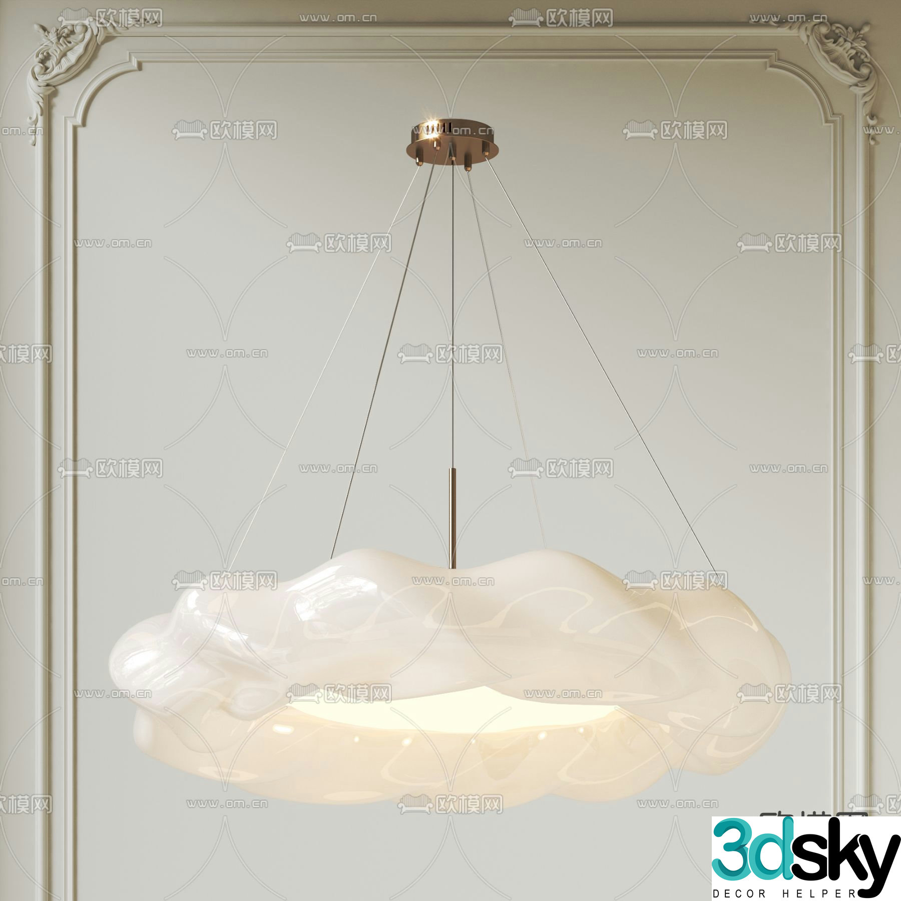 Cream style chandelier Internet celebrity chandelier Cloud chandelier 3D model