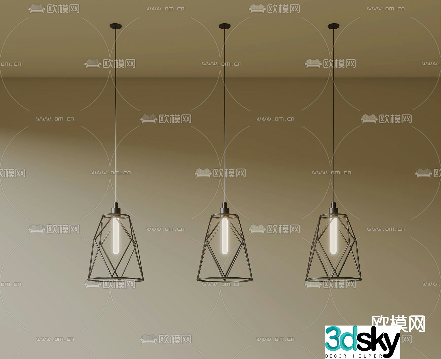 Minimalist chandelier Iron chandelier Dining lamp 3D model