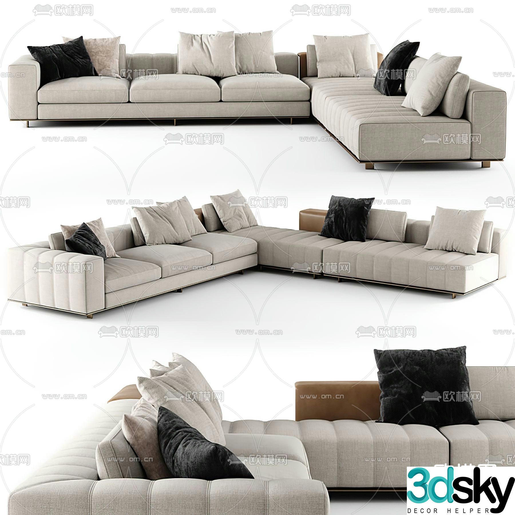 Corner sofa multi-person sofa 3d model