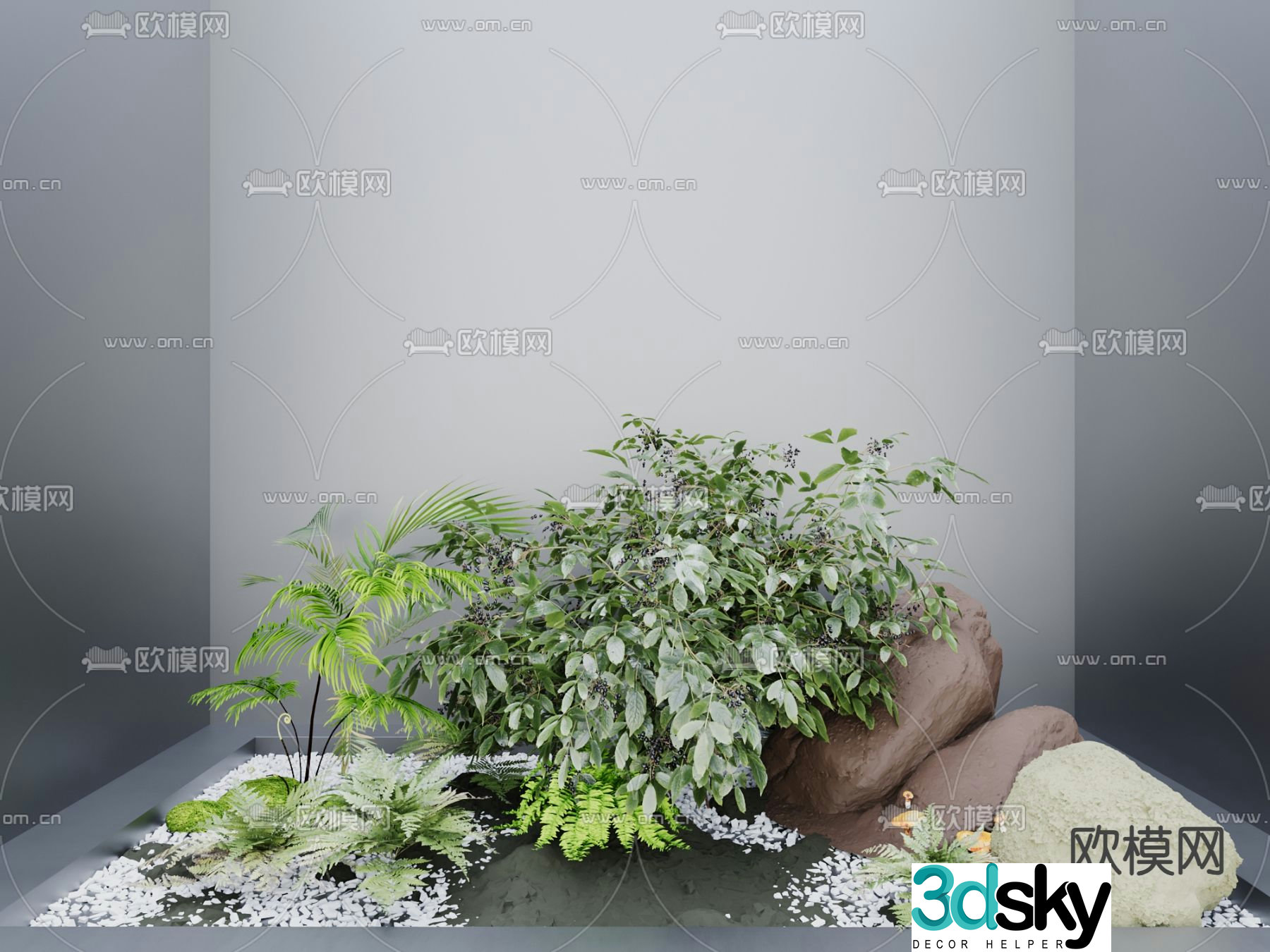 Plant pile light well indoor landscaping 3D model