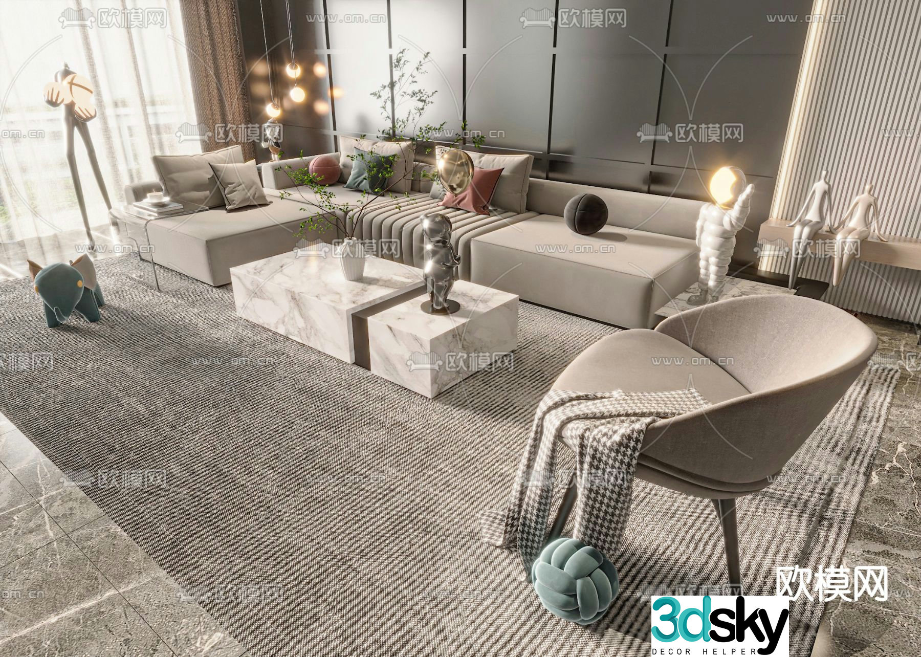 Corner sofa modular sofa 3d model