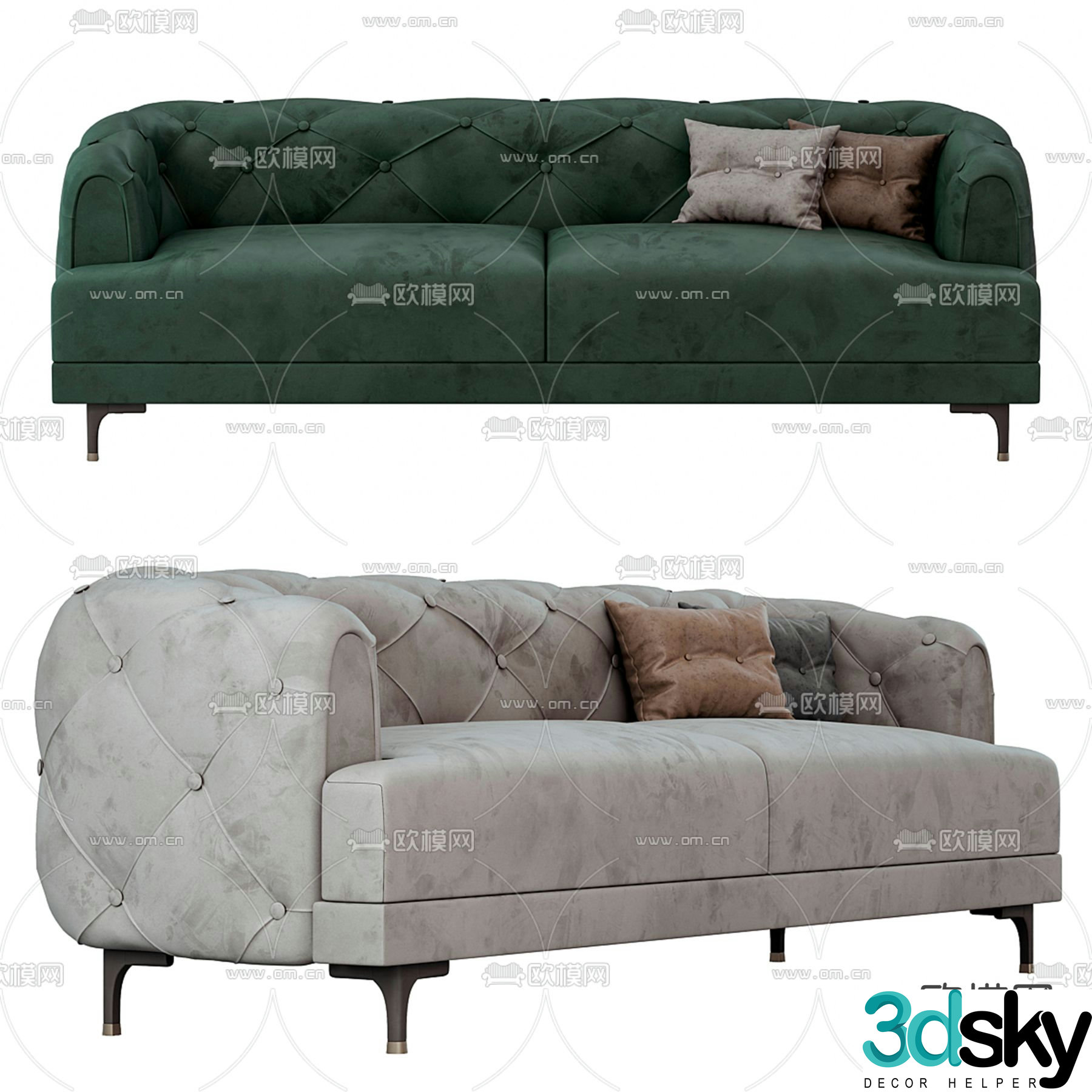 Enza Home European style sofa double sofa 3d model
