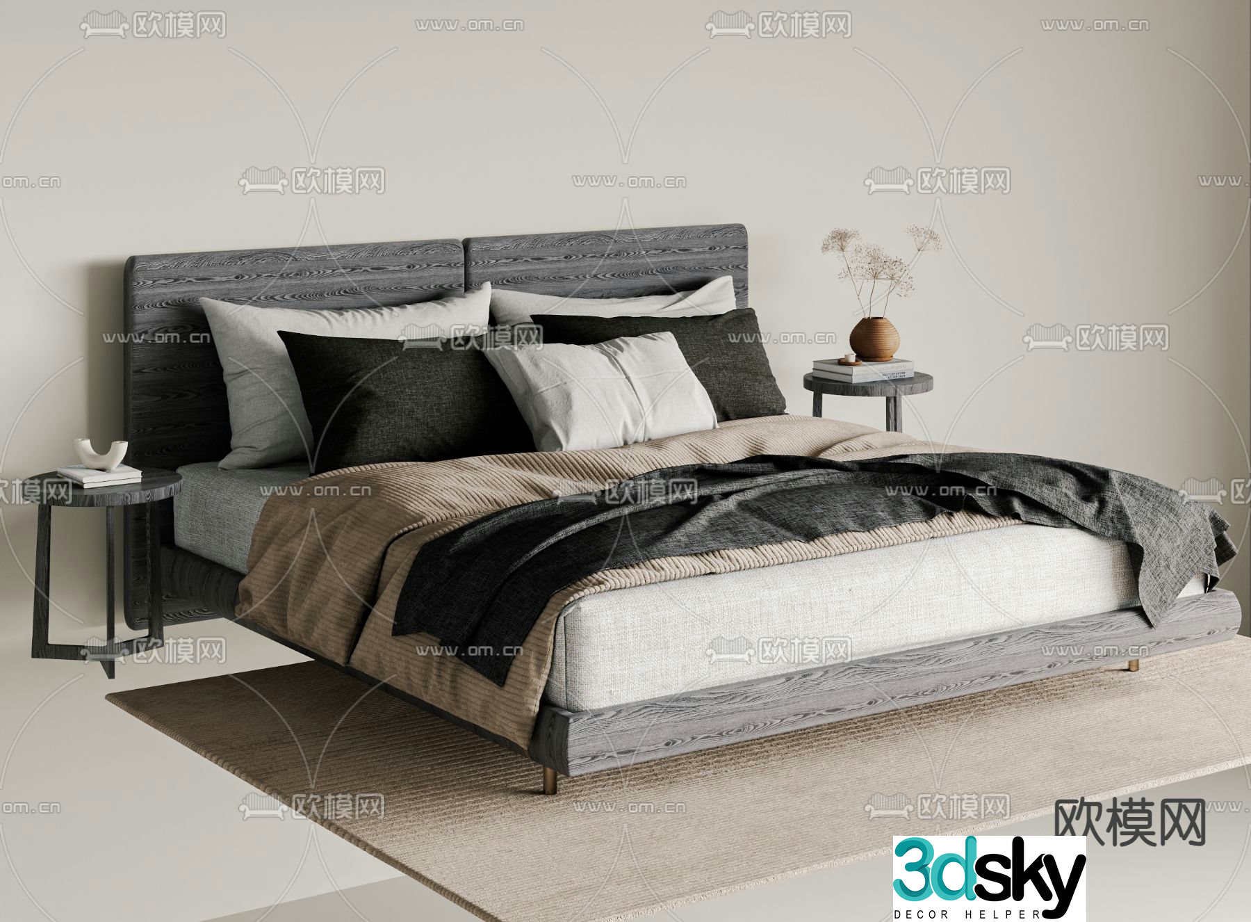 Modern double bed 3d model