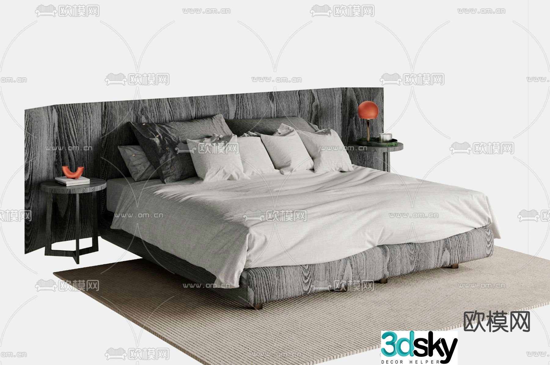 Modern double bed 3d model